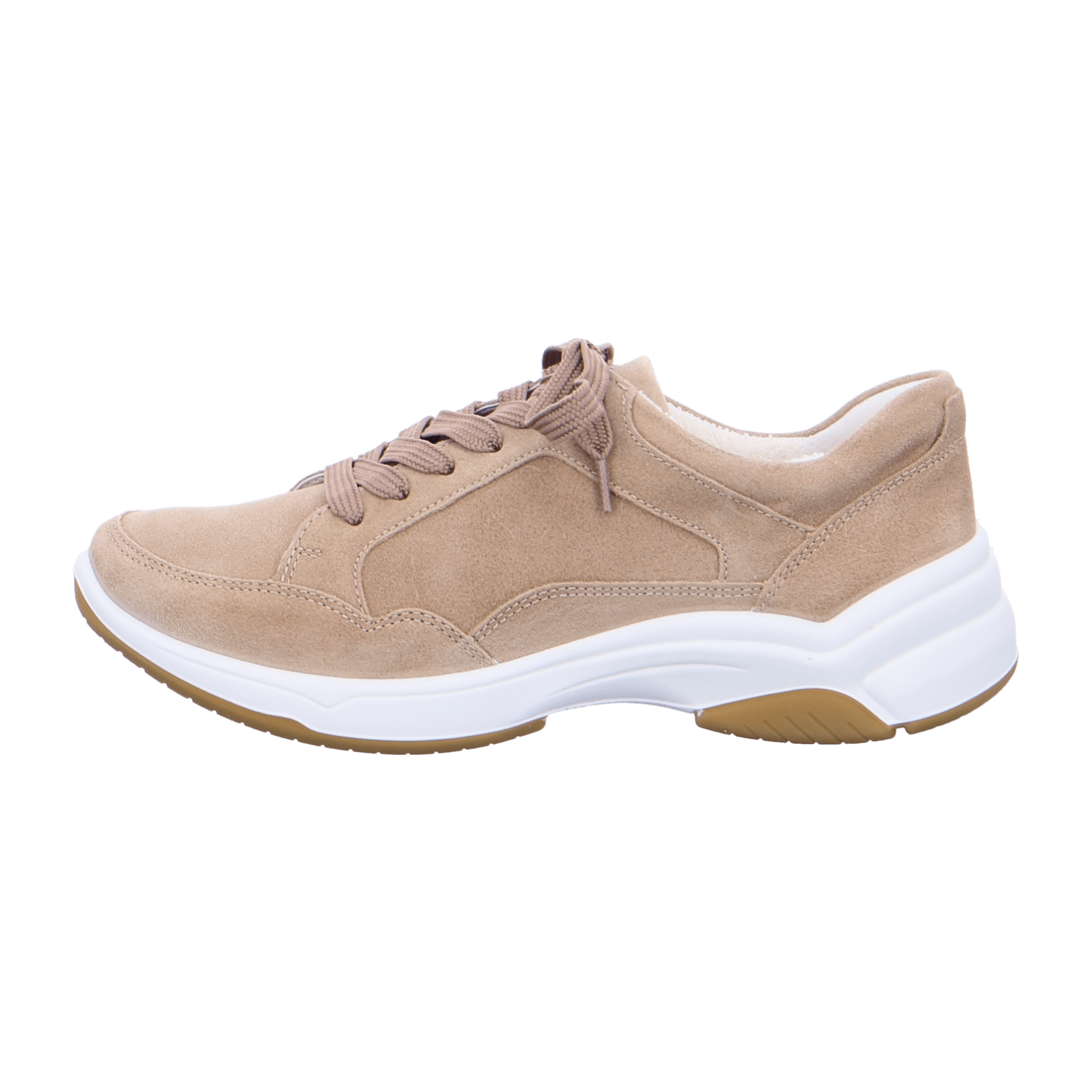 ARA MIAMI Women's Suede Sneakers in Beige with Lace-Up Closure and Round Toe