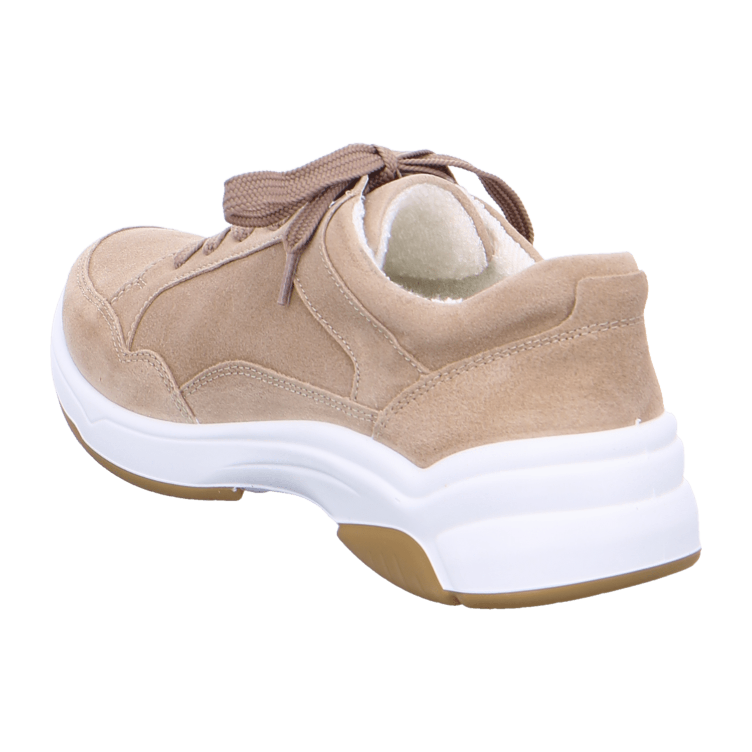 ARA MIAMI Women's Suede Sneakers in Beige with Lace-Up Closure and Round Toe