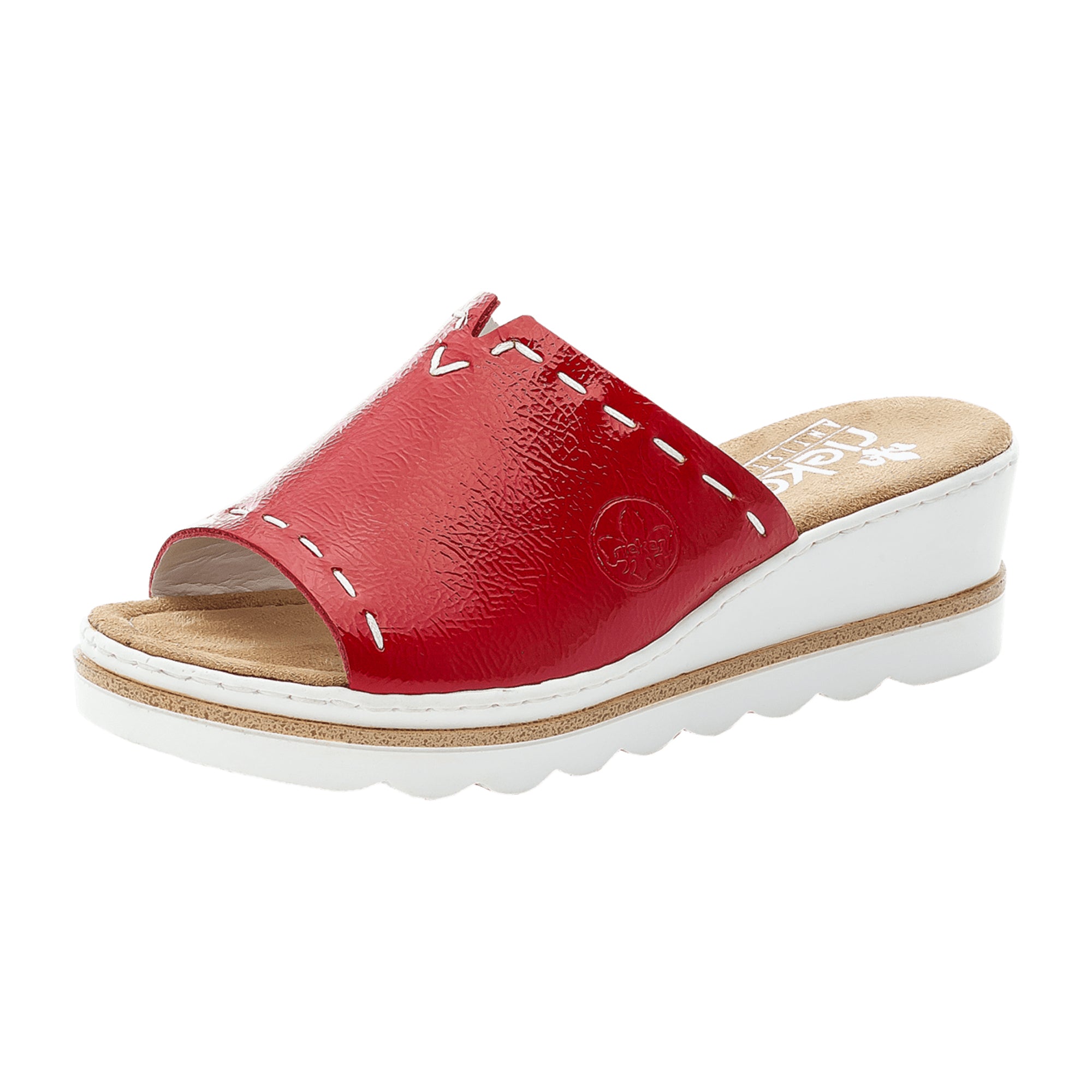 Rieker FSK Women's Red Sandals with Wedge Heel and Open Toe