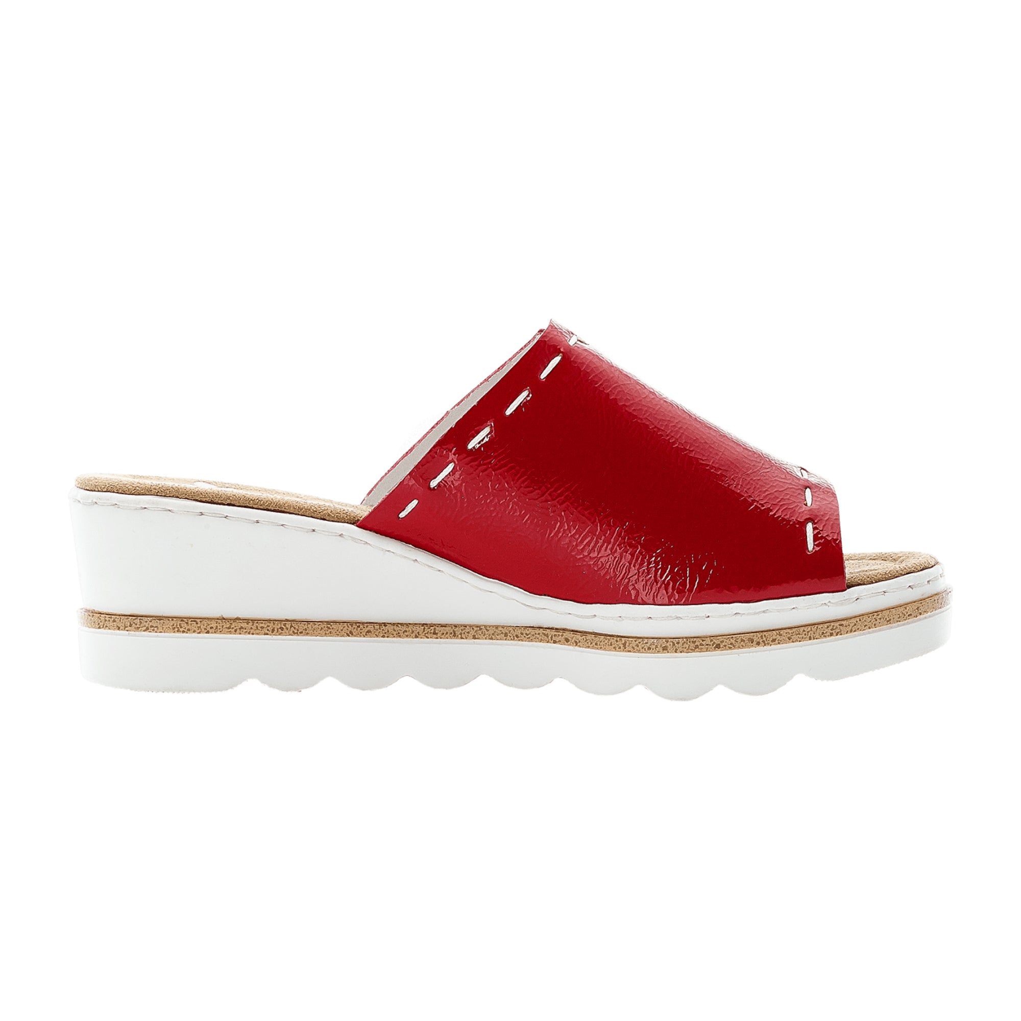 Rieker FSK Women's Red Sandals with Wedge Heel and Open Toe