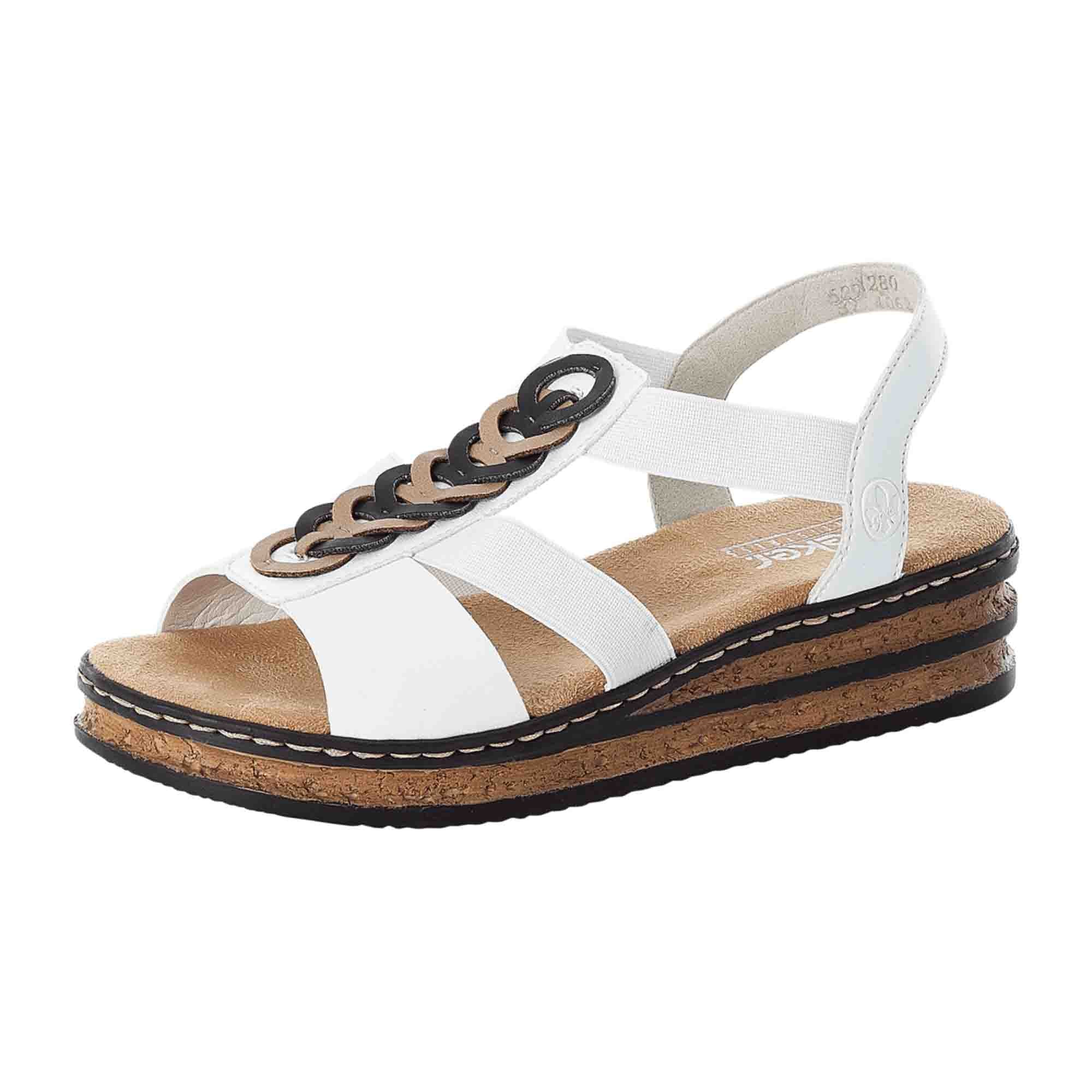 Rieker White Women's Wedge Sandals 629Y2-80 Comfortable Fashionable Footwear