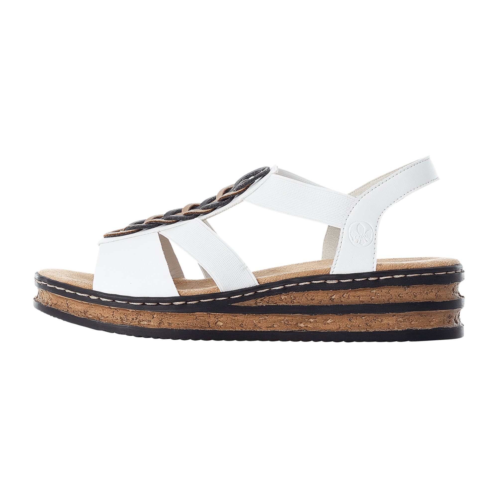 Rieker White Women's Wedge Sandals 629Y2-80 Comfortable Fashionable Footwear