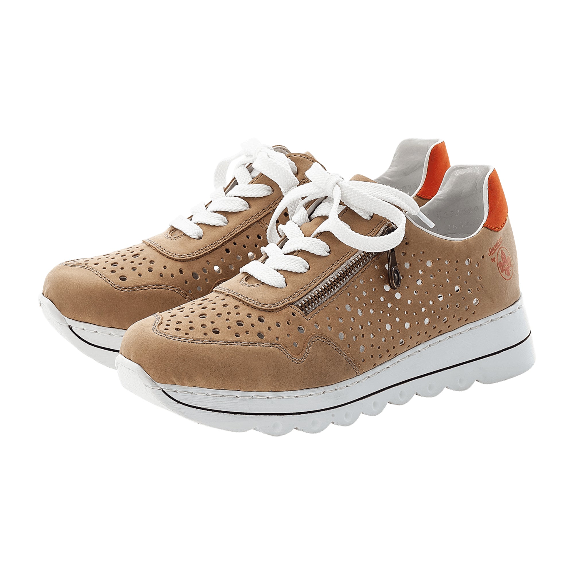 Rieker Beige Women's Sneakers with 2 cm Platform Heel Synthetic Material