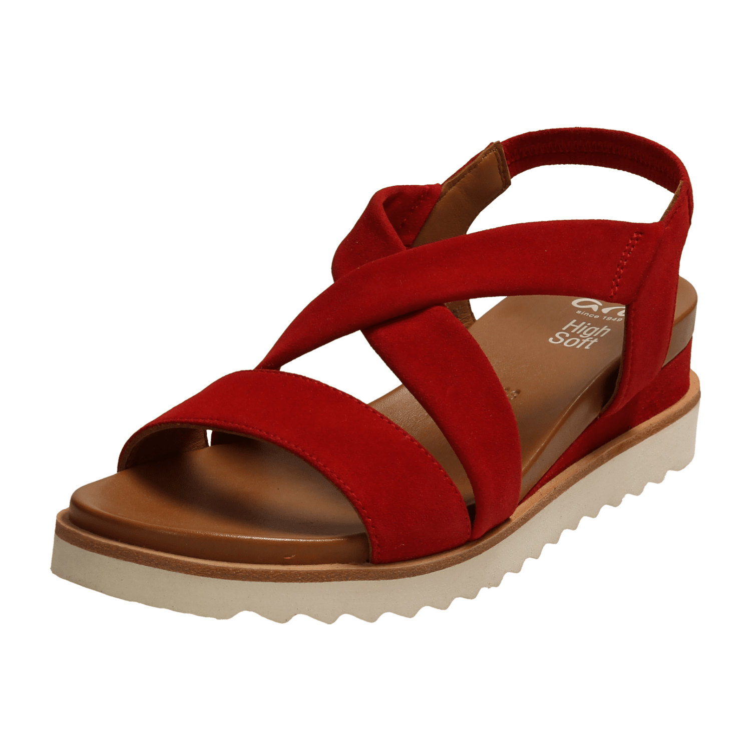 ARA Women's Comfort Sandals with Ankle Strap in Red Nubuck Leather, Open-Toe Slippers with Leather Lining - Bartel-Shop