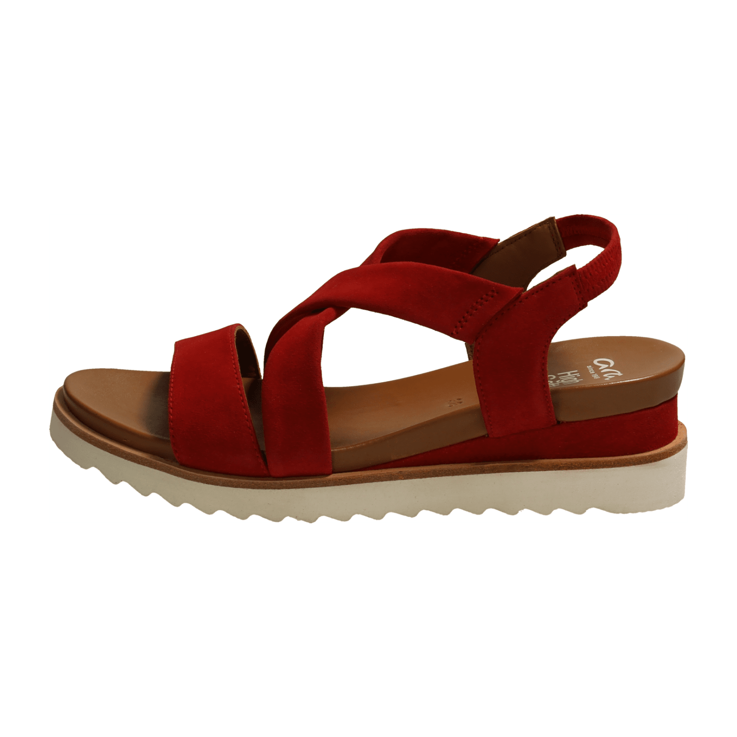 ARA Women's Comfort Sandals with Ankle Strap in Red Nubuck Leather, Open-Toe Slippers with Leather Lining - Bartel-Shop