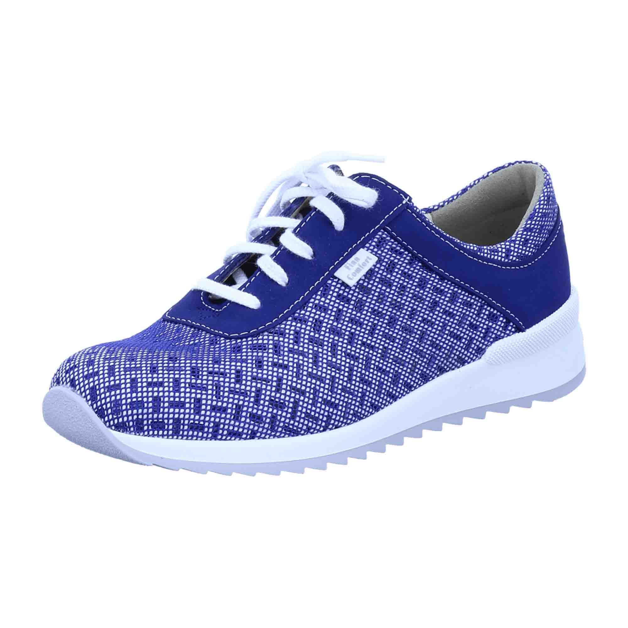 Finn Comfort Kobalt Blue Lace-Up Shoes - Comfortable, Removable Insole Women's Shoes, Blue Textile/Leather Mix