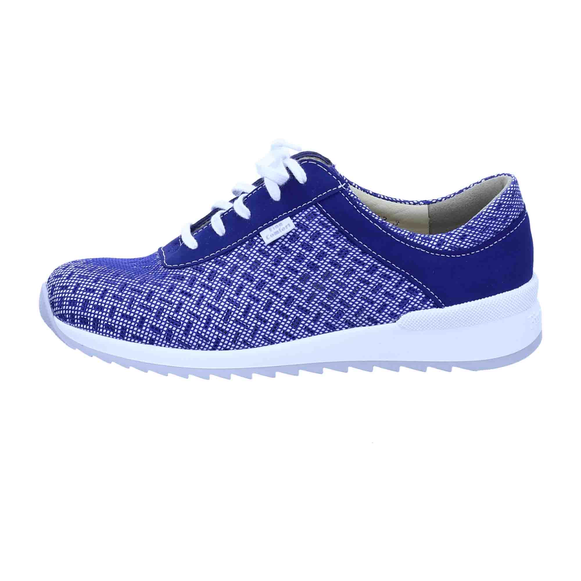 Finn Comfort Kobalt Blue Lace-Up Shoes - Comfortable, Removable Insole Women's Shoes, Blue Textile/Leather Mix