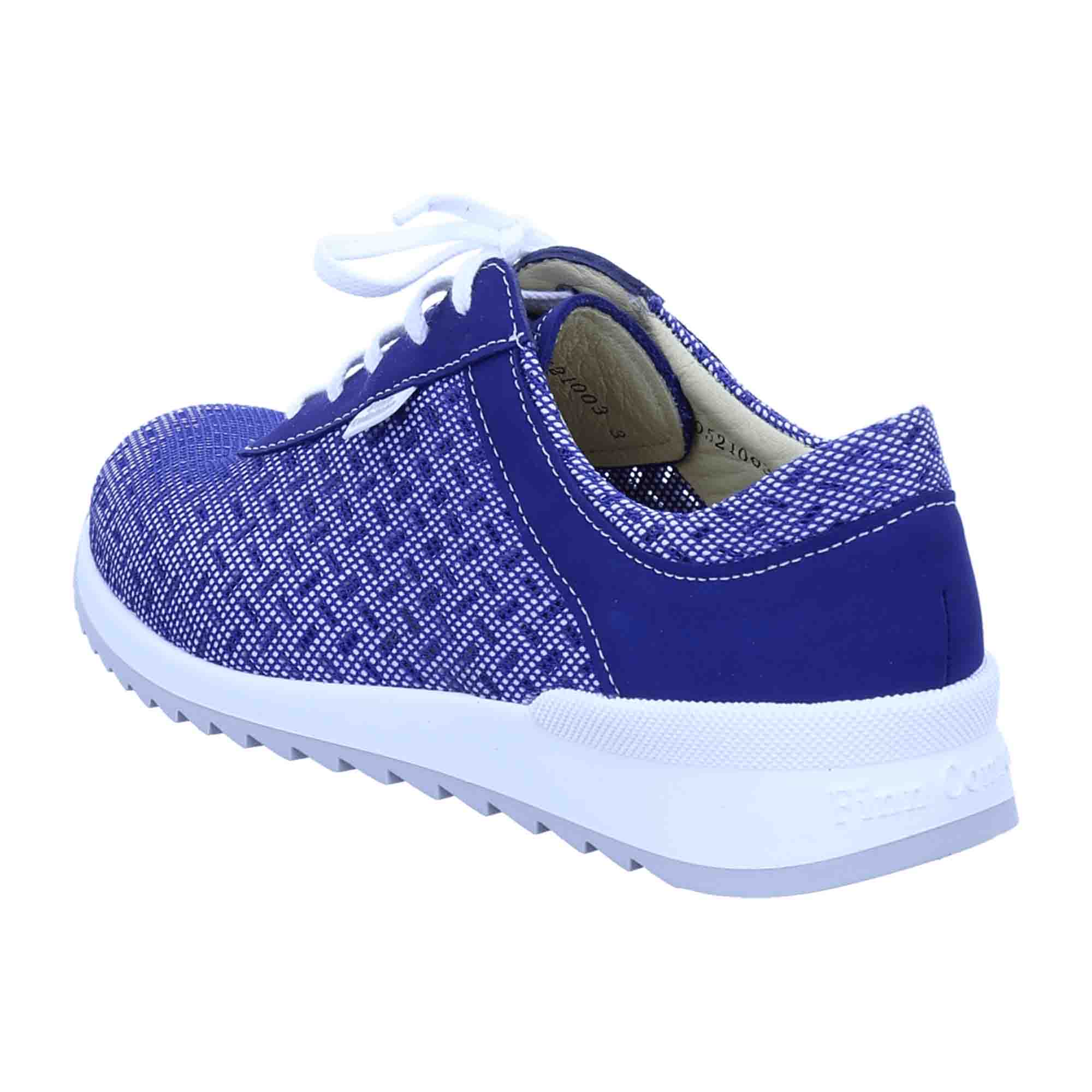 Finn Comfort Kobalt Blue Lace-Up Shoes - Comfortable, Removable Insole Women's Shoes, Blue Textile/Leather Mix