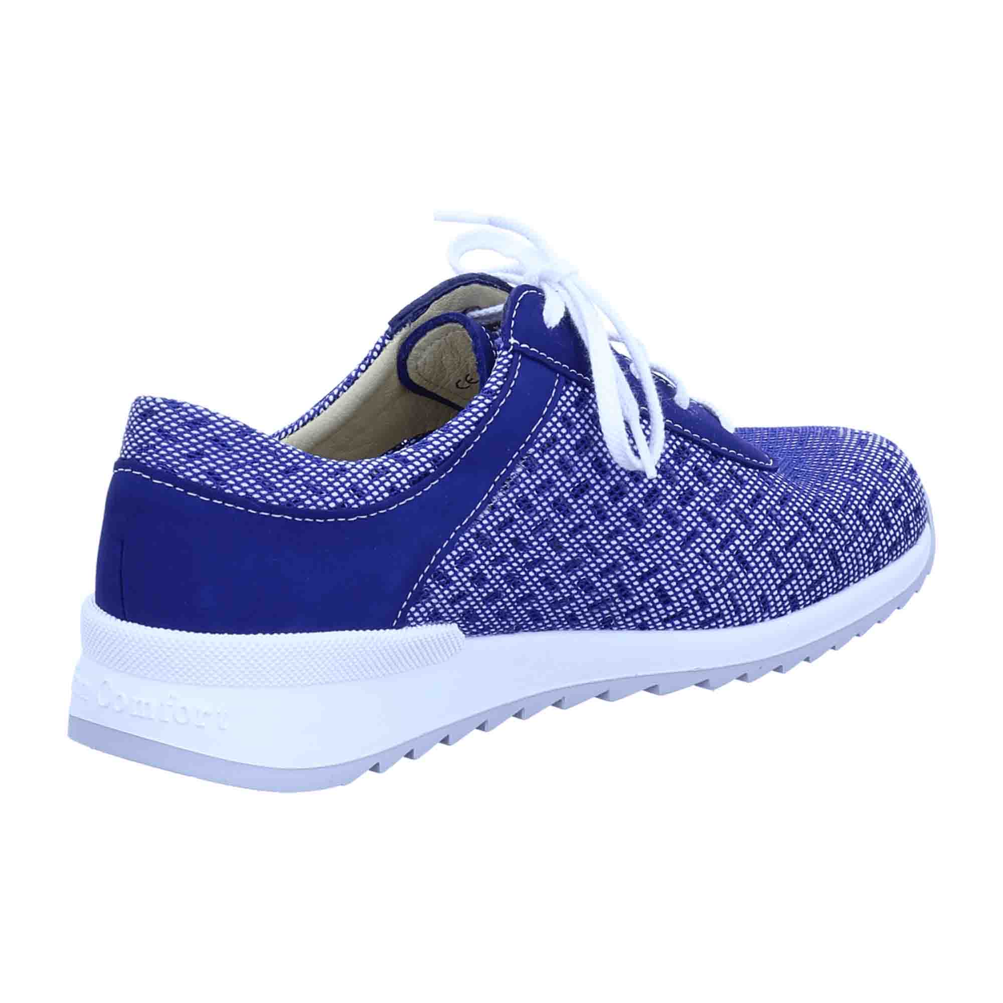 Finn Comfort Kobalt Blue Lace-Up Shoes - Comfortable, Removable Insole Women's Shoes, Blue Textile/Leather Mix