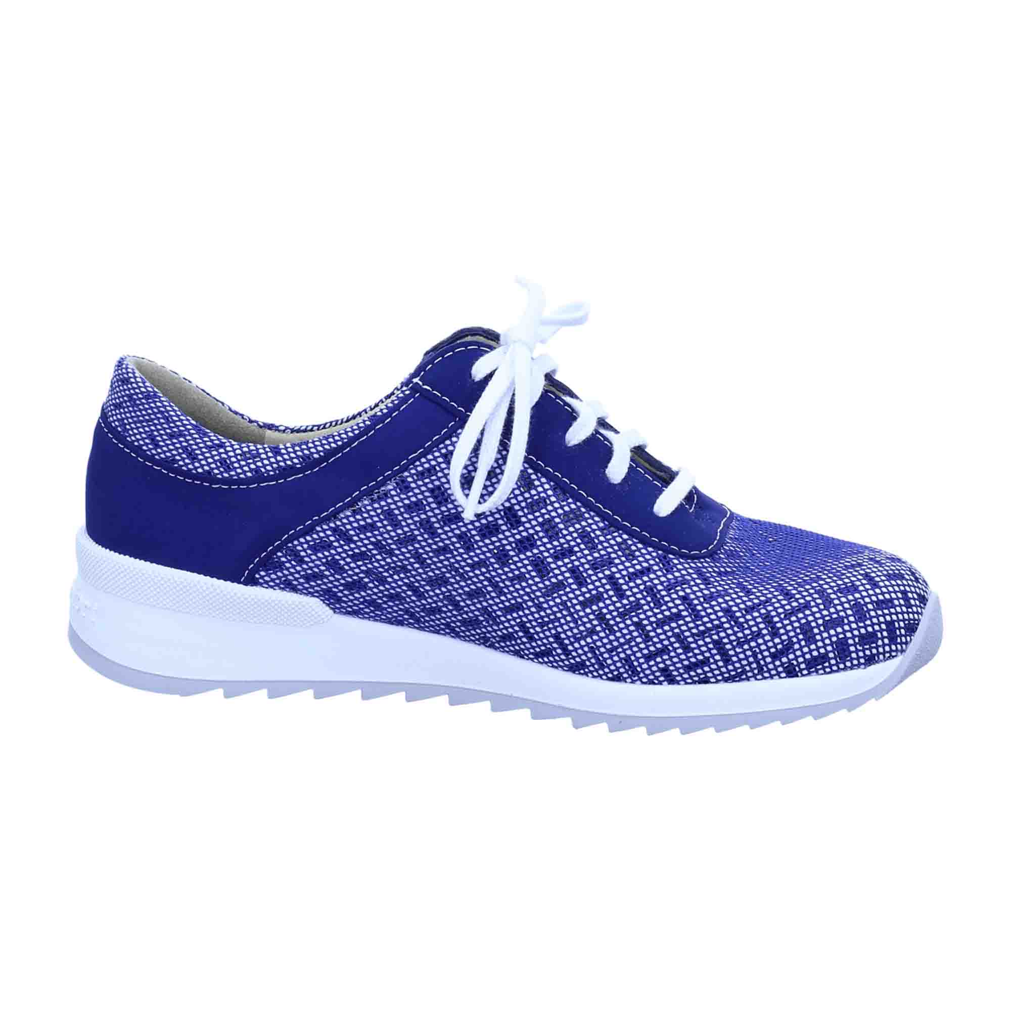 Finn Comfort Kobalt Blue Lace-Up Shoes - Comfortable, Removable Insole Women's Shoes, Blue Textile/Leather Mix