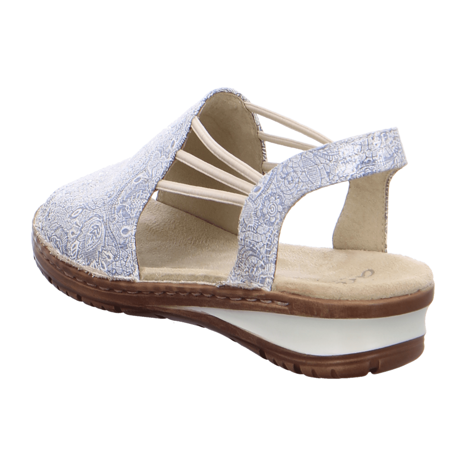 ARA Women's Slippers with Ankle Strap in Silver Nubuck Leather, Open Toe, Leather Lining, Synthetic Rubber Sole