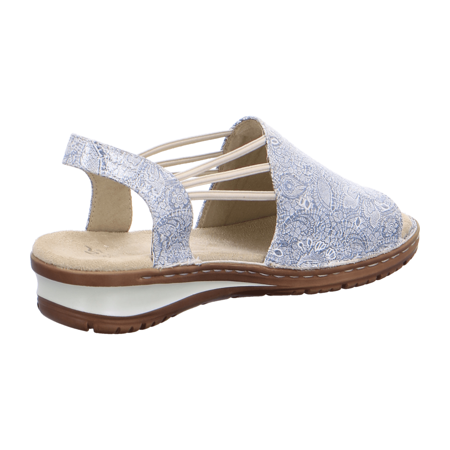 ARA Women's Slippers with Ankle Strap in Silver Nubuck Leather, Open Toe, Leather Lining, Synthetic Rubber Sole