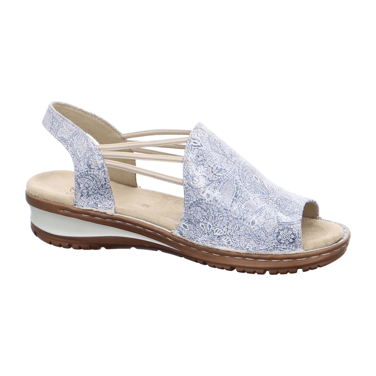 ARA Women's Slippers with Ankle Strap in Silver Nubuck Leather, Open Toe, Leather Lining, Synthetic Rubber Sole