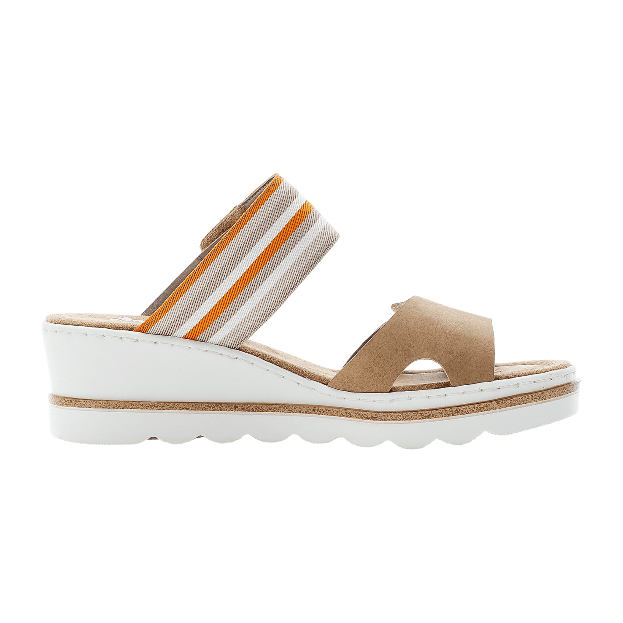 Rieker Beige Wedge Sandals for Women - Comfortable Slip-On Summer Shoes