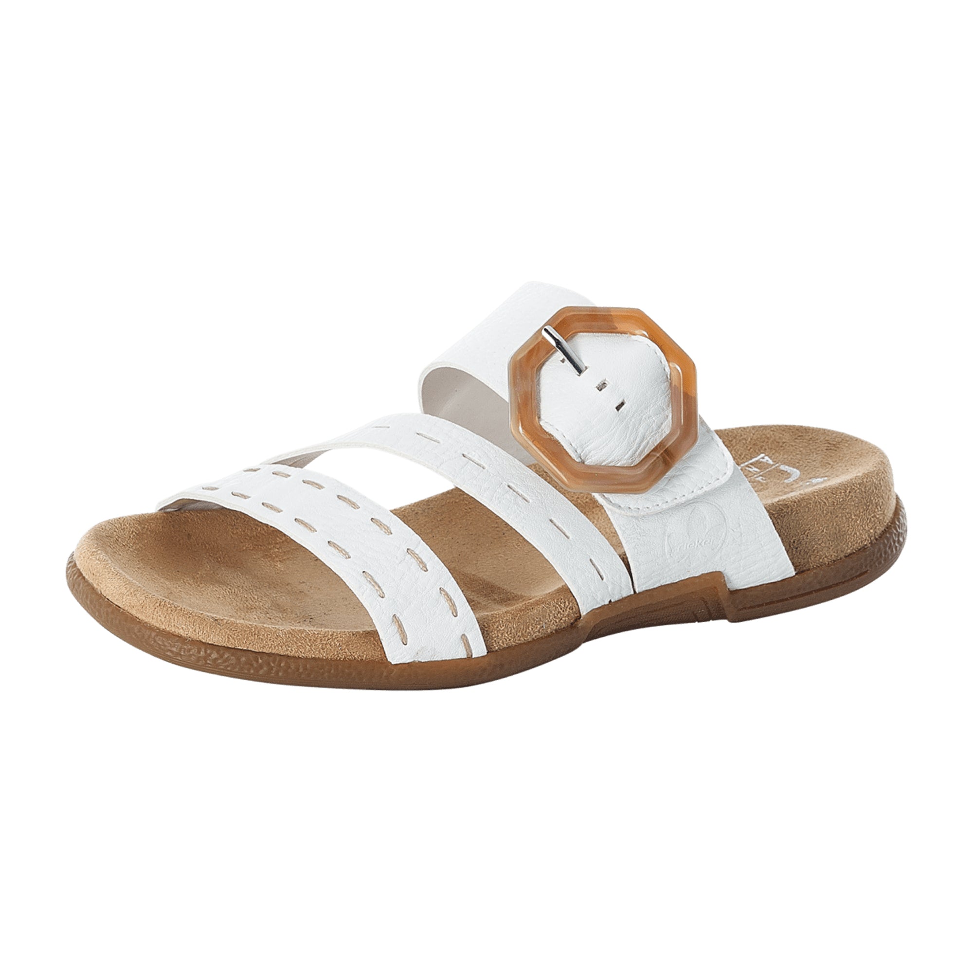 Rieker Women's White Sandals with Adjustable Strap and 30mm Heel