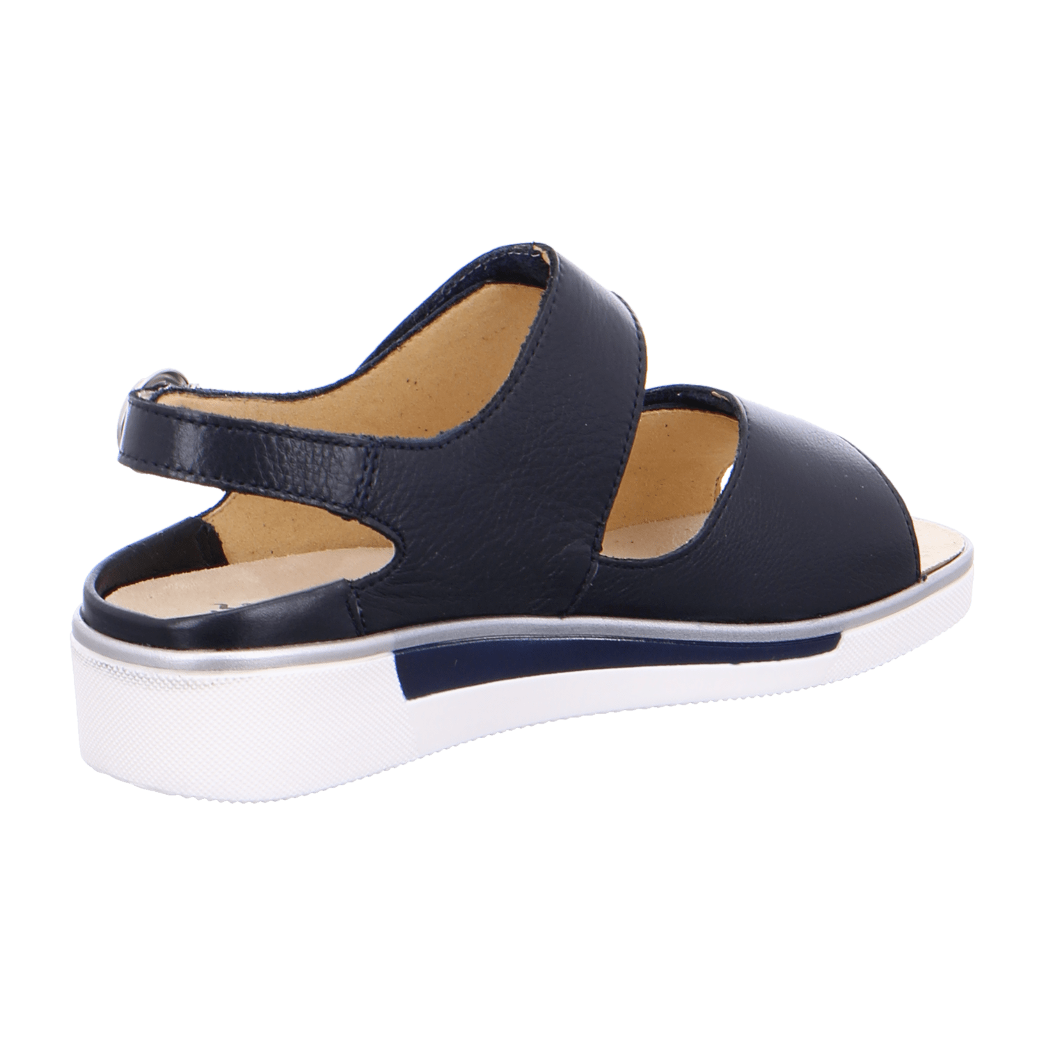 ARA COURTYARD C Women's Ankle Strap Sandals in Blue Smooth Leather with Hook-and-Loop Closure