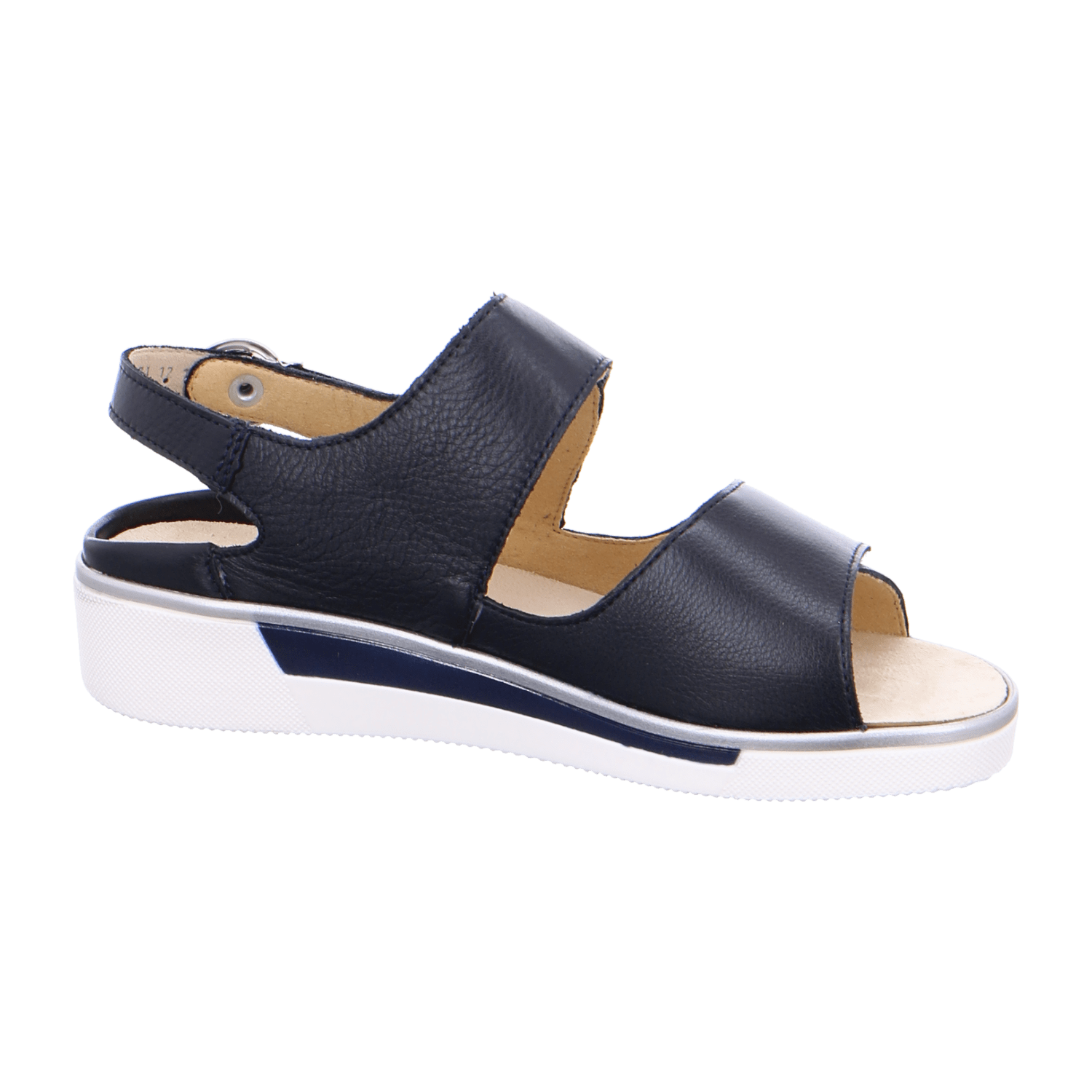 ARA COURTYARD C Women's Ankle Strap Sandals in Blue Smooth Leather with Hook-and-Loop Closure