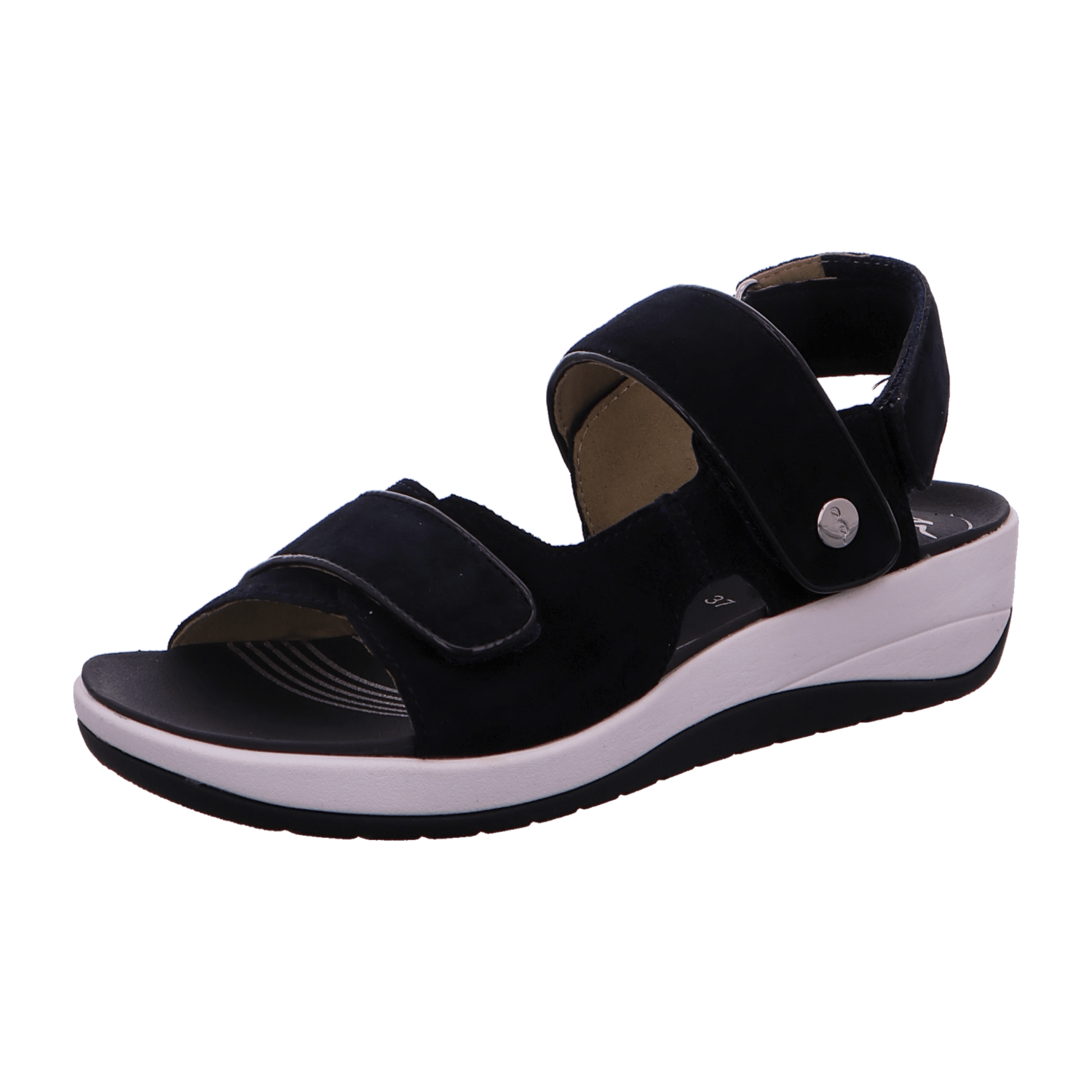 ARA San Mesh Women's Slippers with Ankle Strap in Blue Nubuck Leather
