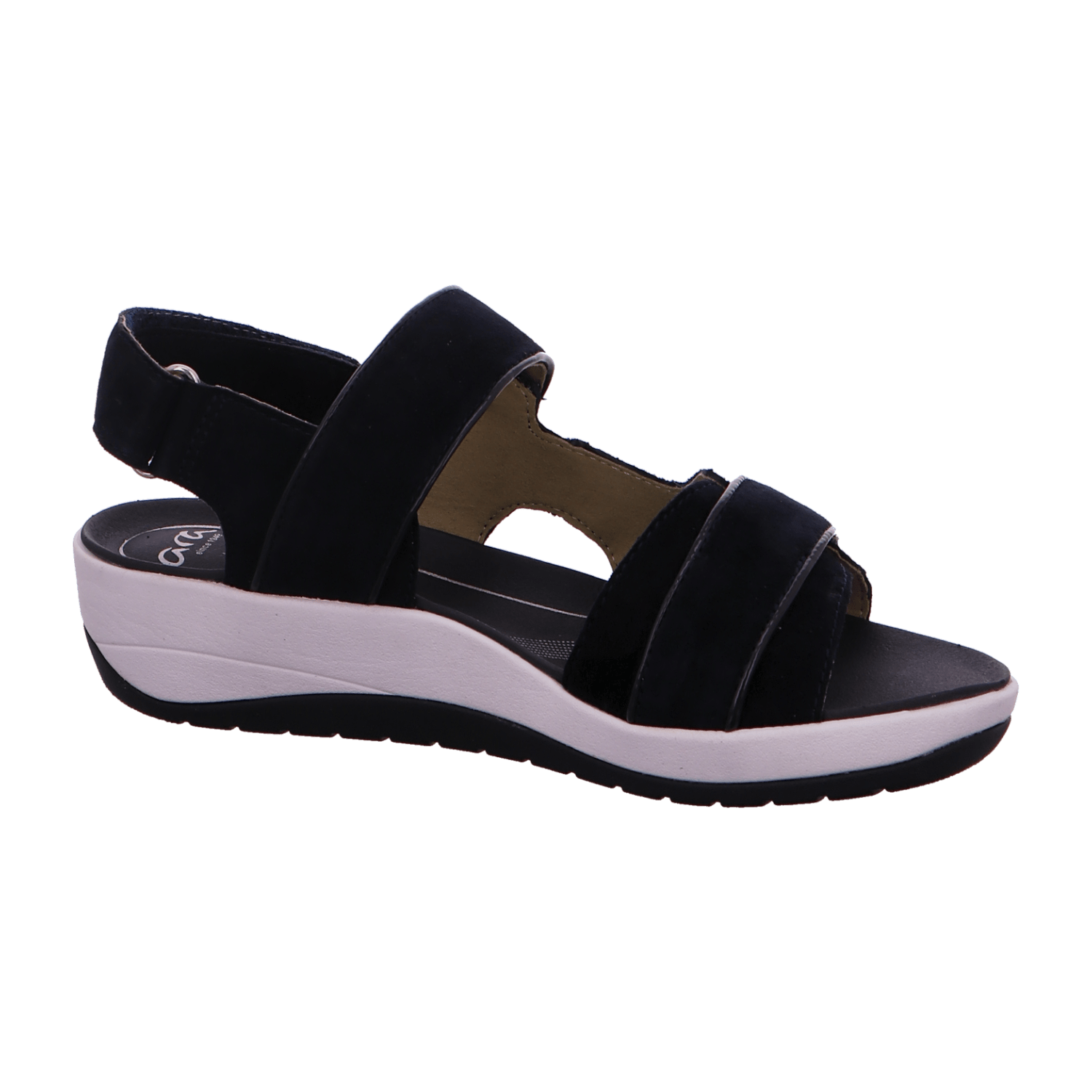 ARA San Mesh Women's Slippers with Ankle Strap in Blue Nubuck Leather
