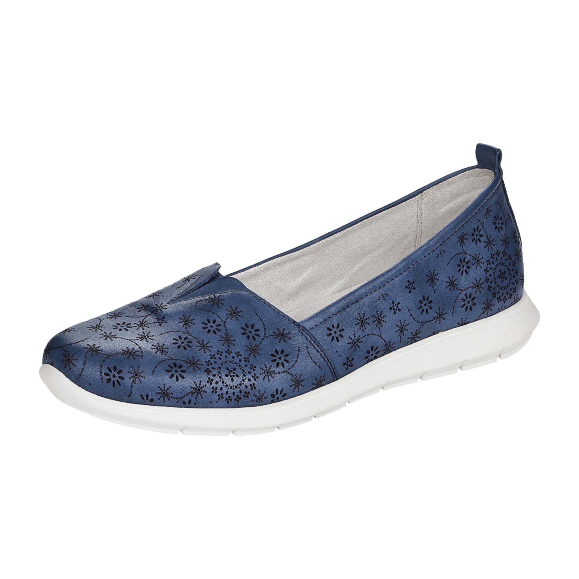 Remonte Women's Blue Leather Slip-On Shoes with Removable Insole