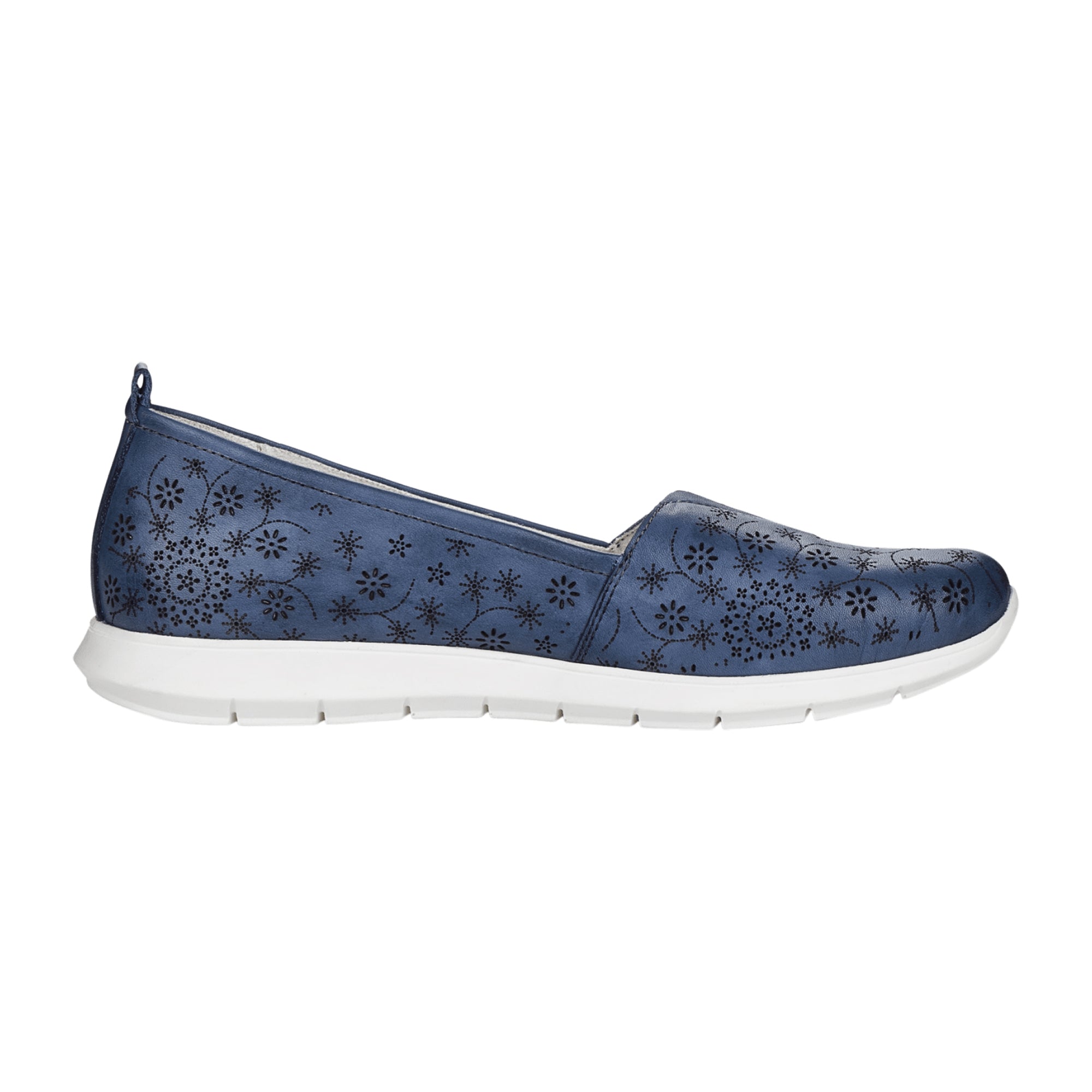 Remonte Women's Blue Leather Slip-On Shoes with Removable Insole