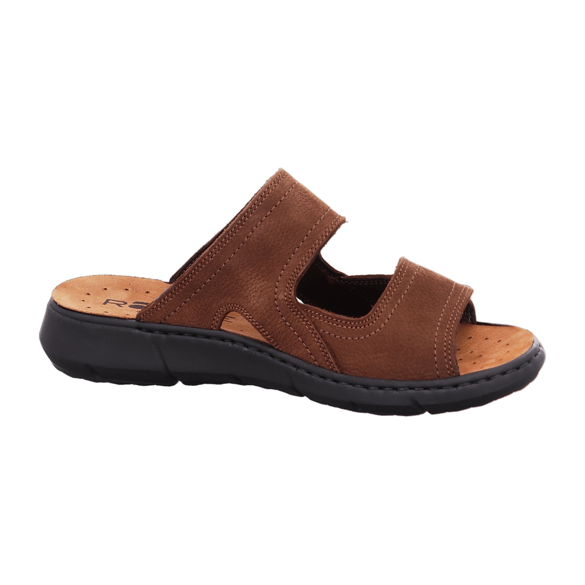 Rohde Men's Brown Leather Sandals with Velcro Strap and Removable Insole