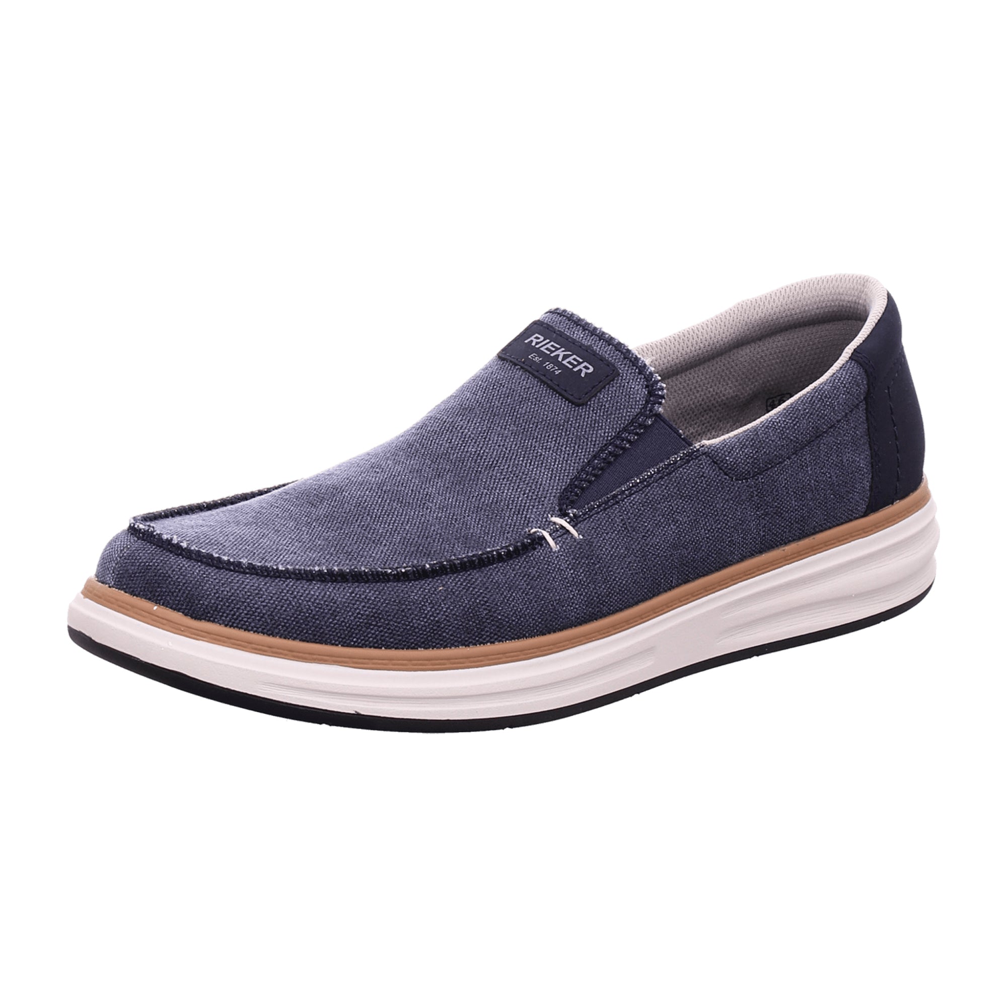 Rieker Men's Blue Slip-On Loafers with MemoSoft Footbed and Elastic Entry