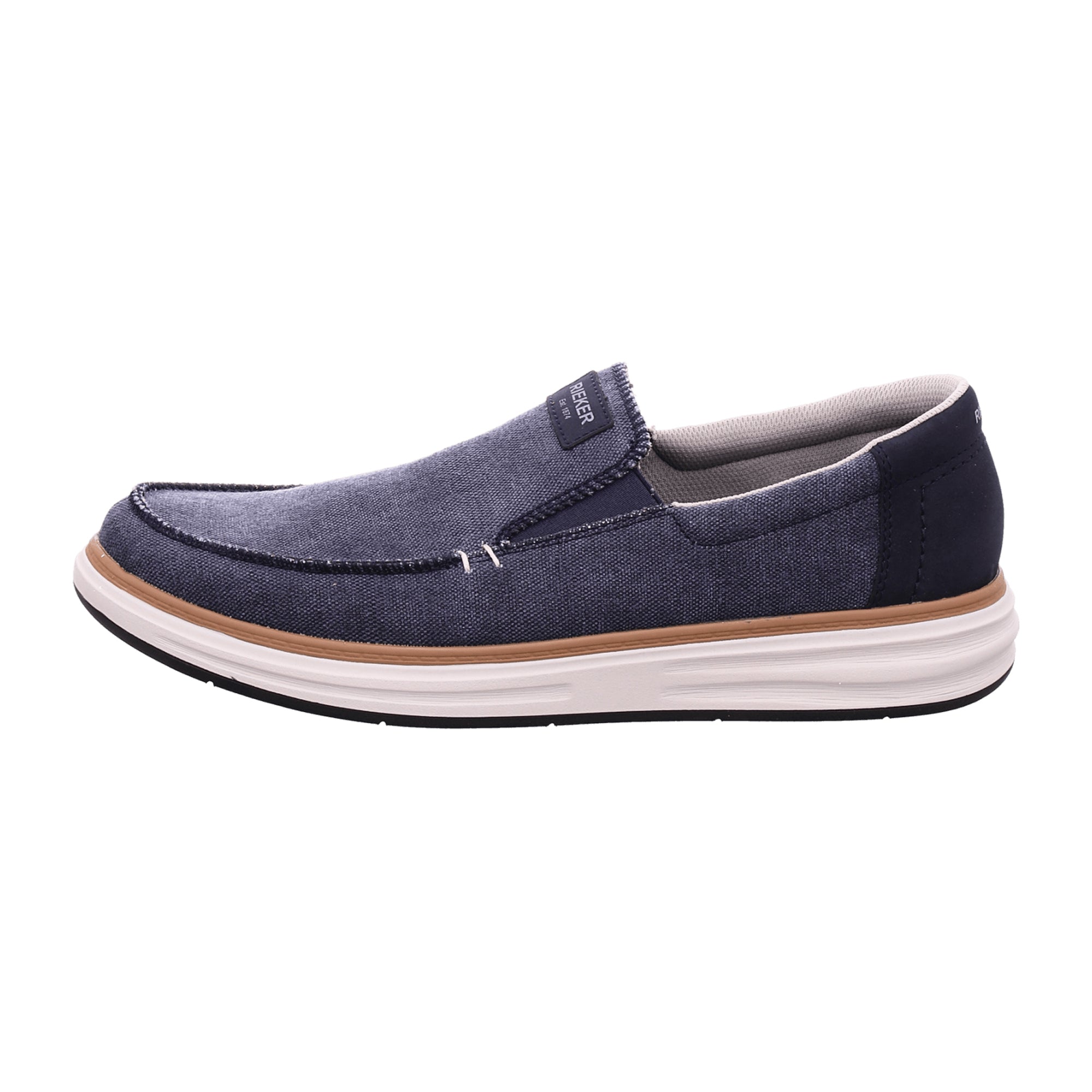 Rieker Men's Blue Slip-On Loafers with MemoSoft Footbed and Elastic Entry