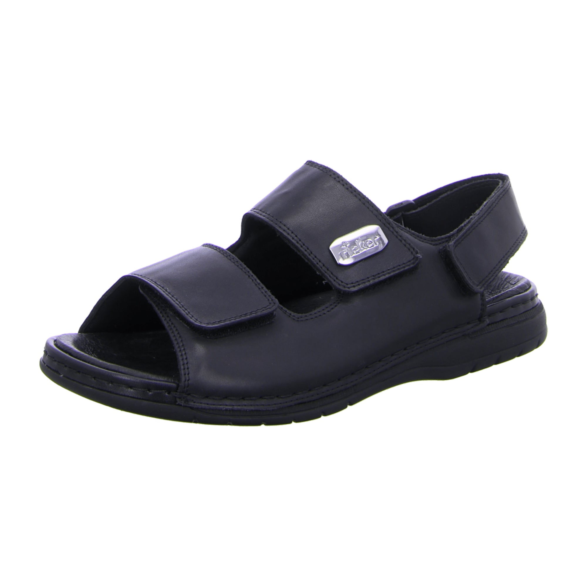 Rieker Men's Black Sandals with Three Adjustable Straps for Summer Comfort