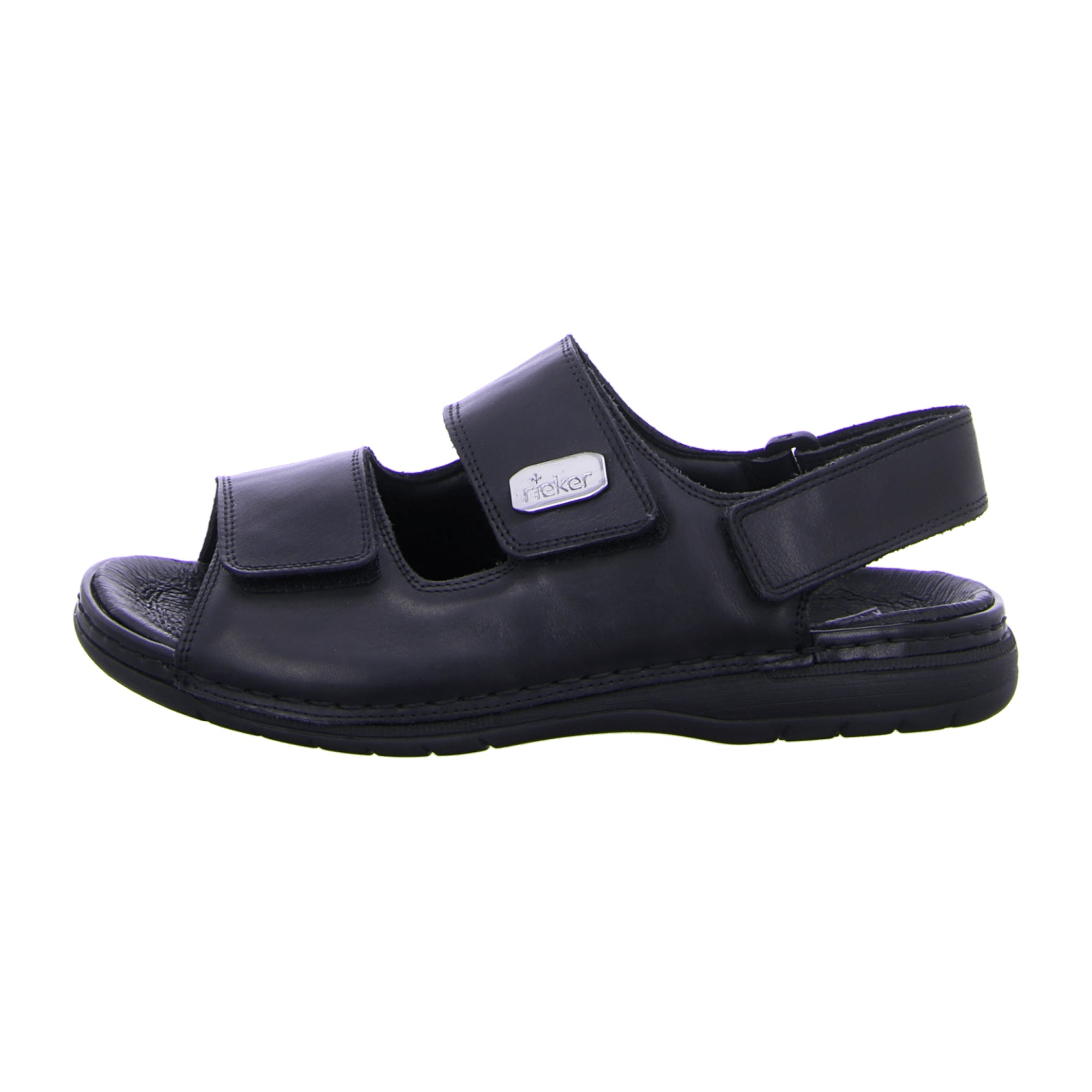 Rieker Men's Black Sandals with Three Adjustable Straps for Summer Comfort
