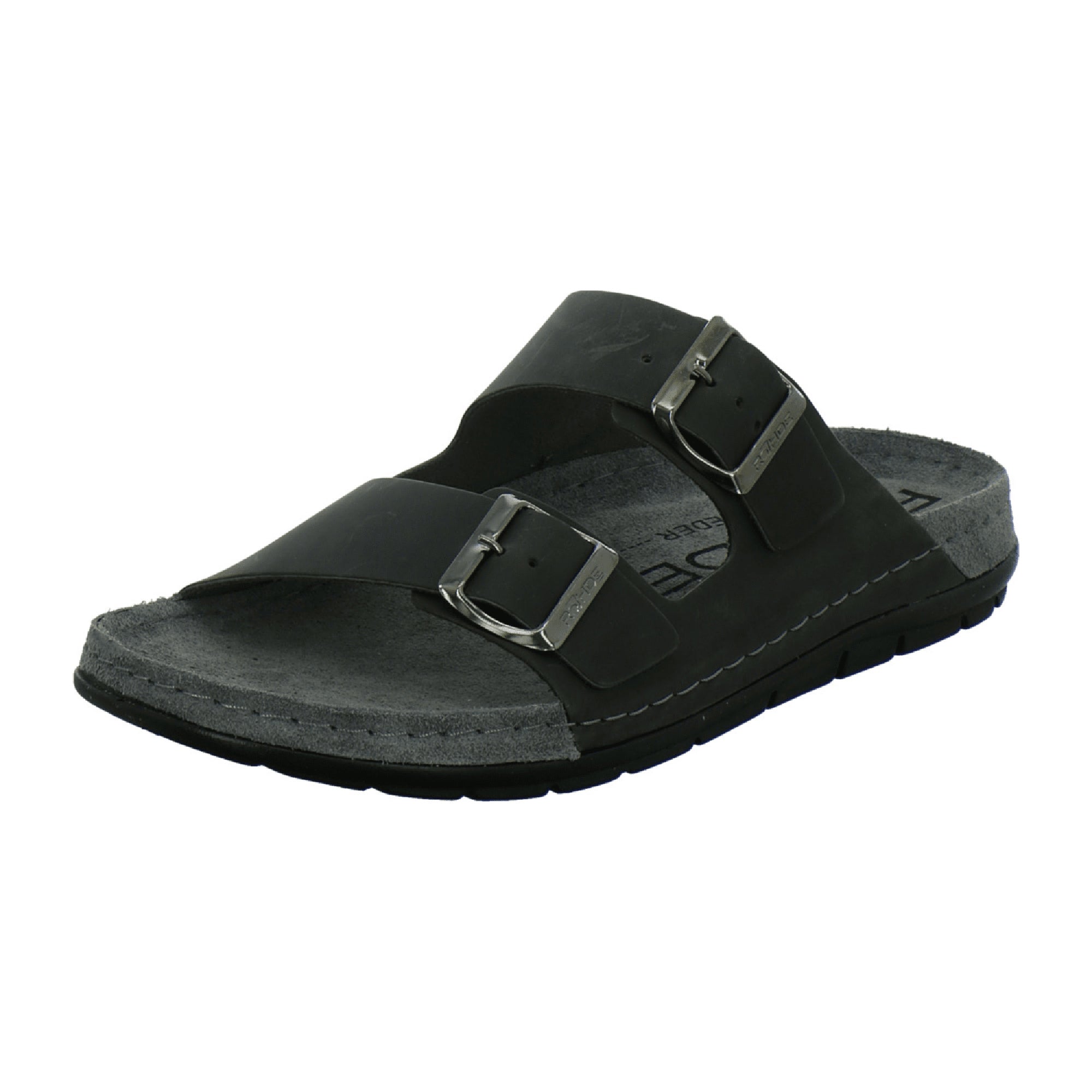 Rohde Rodigo Gray Leather Men's Slip-On Sandals with Buckle Closure