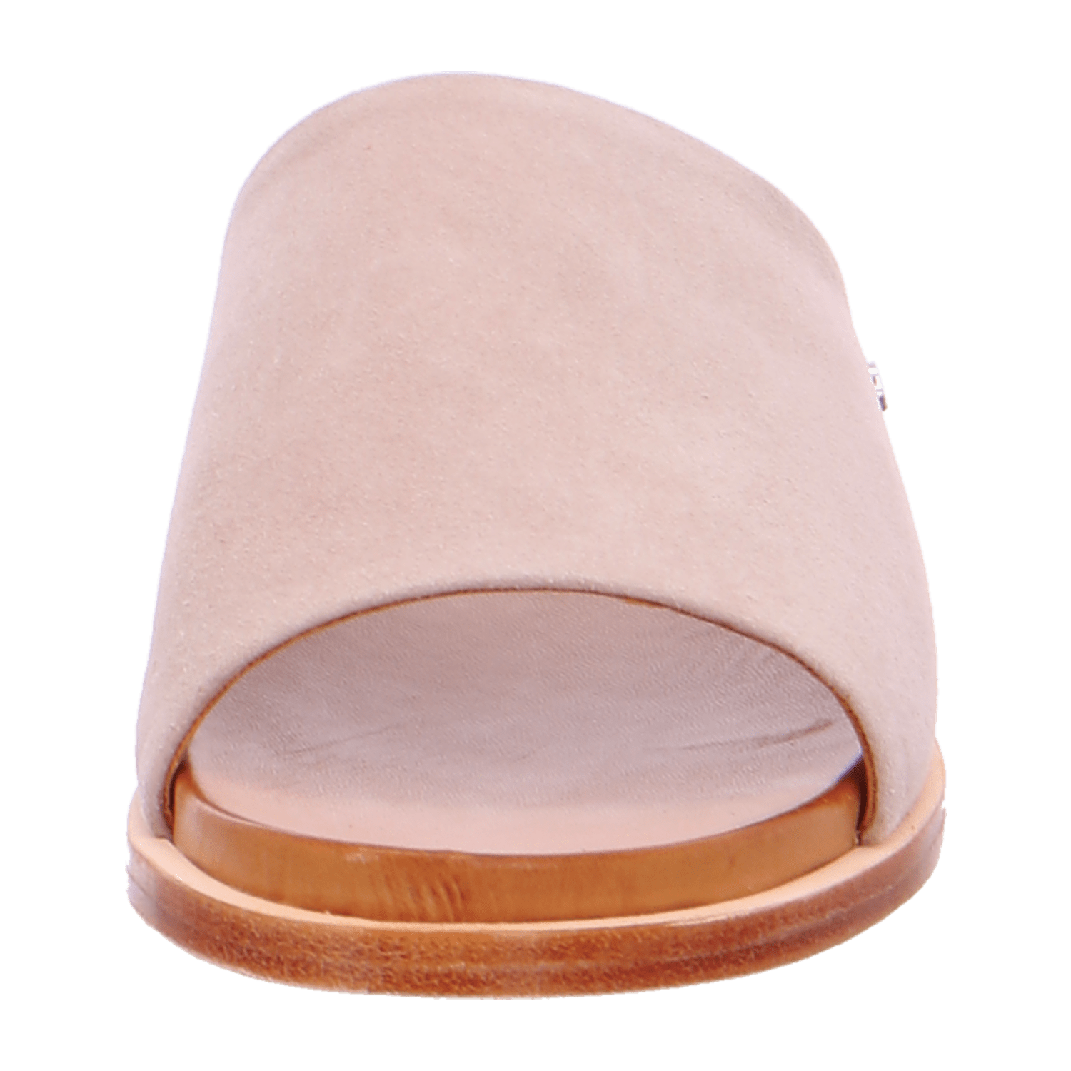 ARA KENT Women's Nubuck Leather Slippers in Beige with Leather Lining and Leather Sole, Pull-On Open Toe