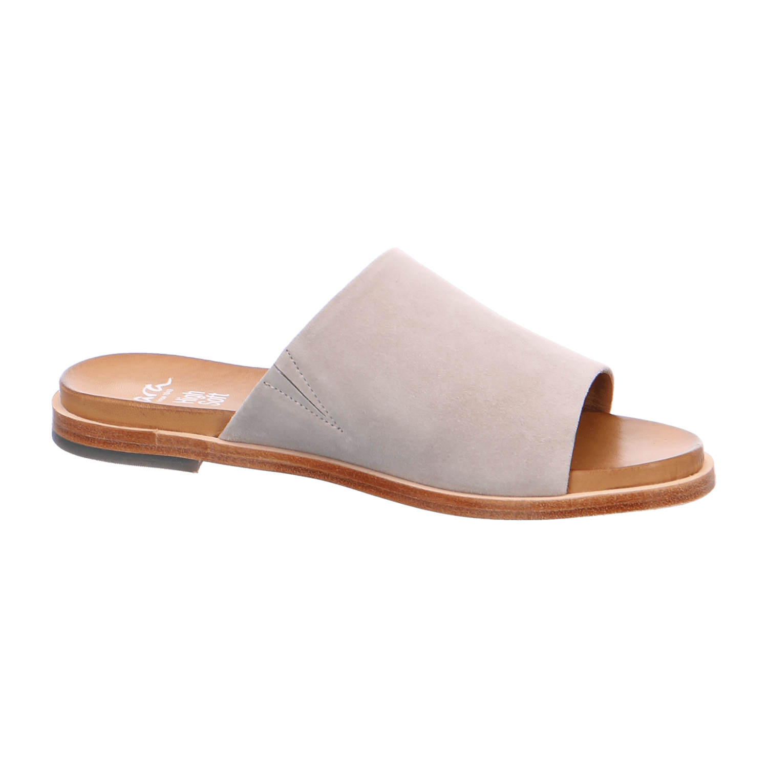 ARA KENT Women's Nubuck Leather Slippers in Beige with Leather Lining and Leather Sole, Pull-On Open Toe