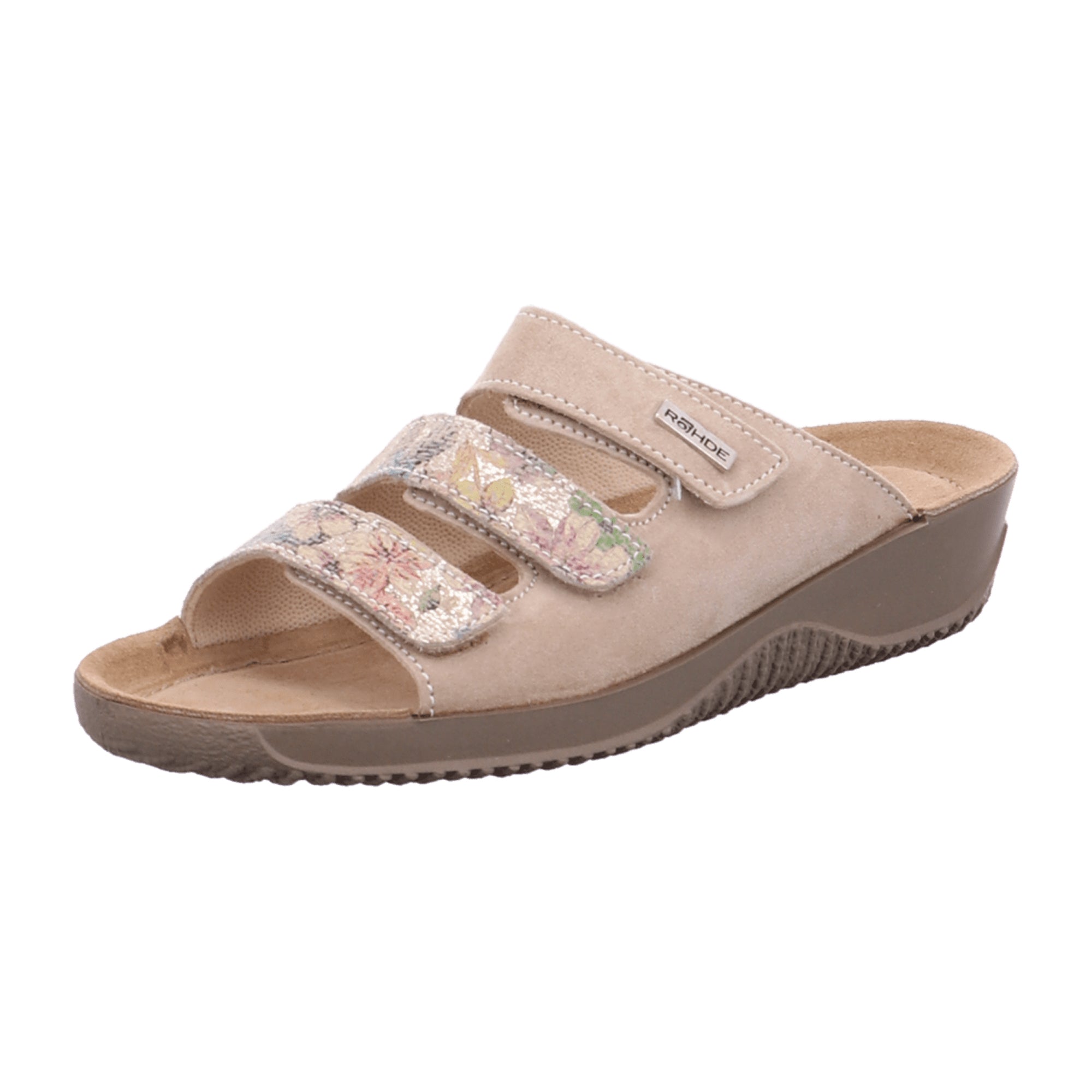 Rohde Beige Comfortable Women's Slip-On Sandals with Wedge Heel