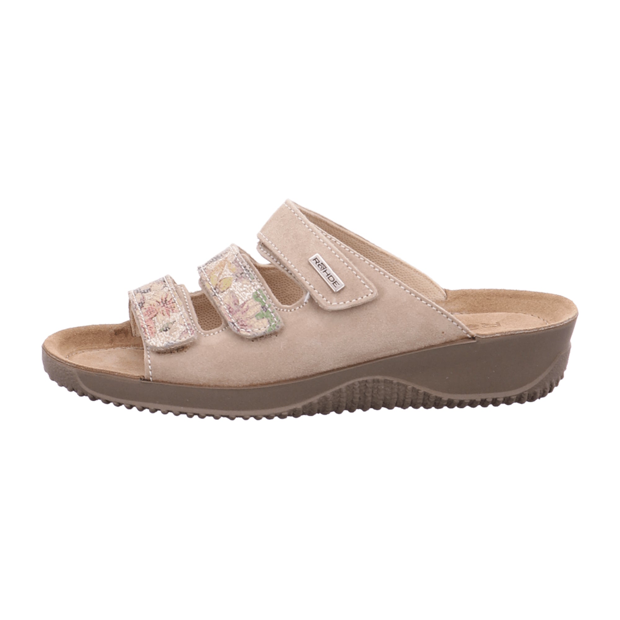 Rohde Beige Comfortable Women's Slip-On Sandals with Wedge Heel