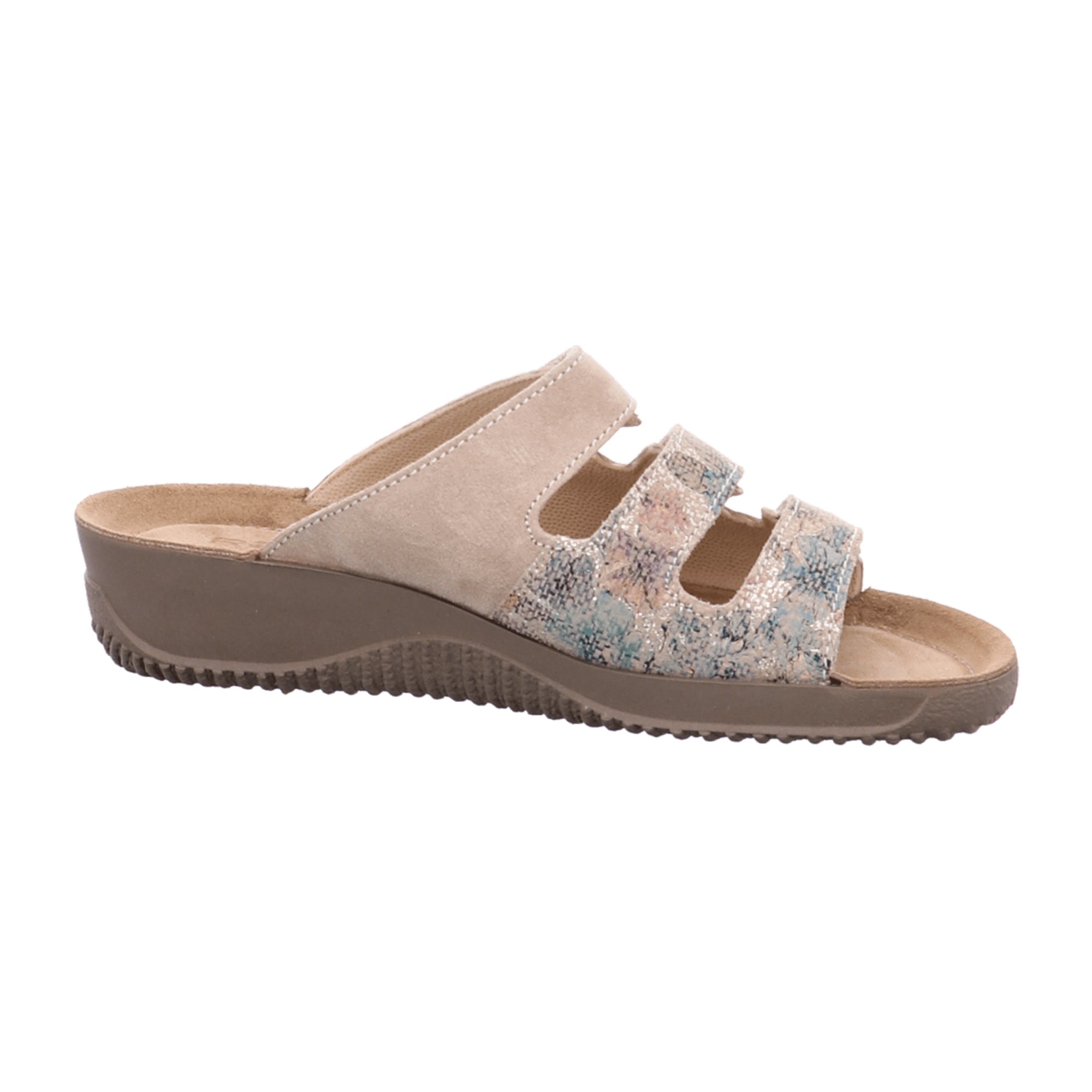 Rohde Beige Comfortable Women's Slip-On Sandals with Wedge Heel