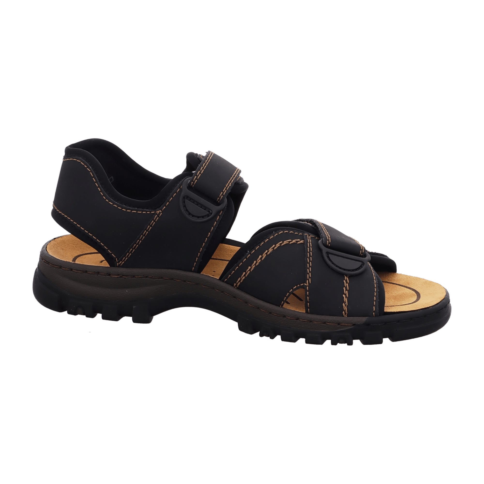 Rieker Men's Black Sandals Comfortable Synthetic Trekking Shoes Fast Shipping