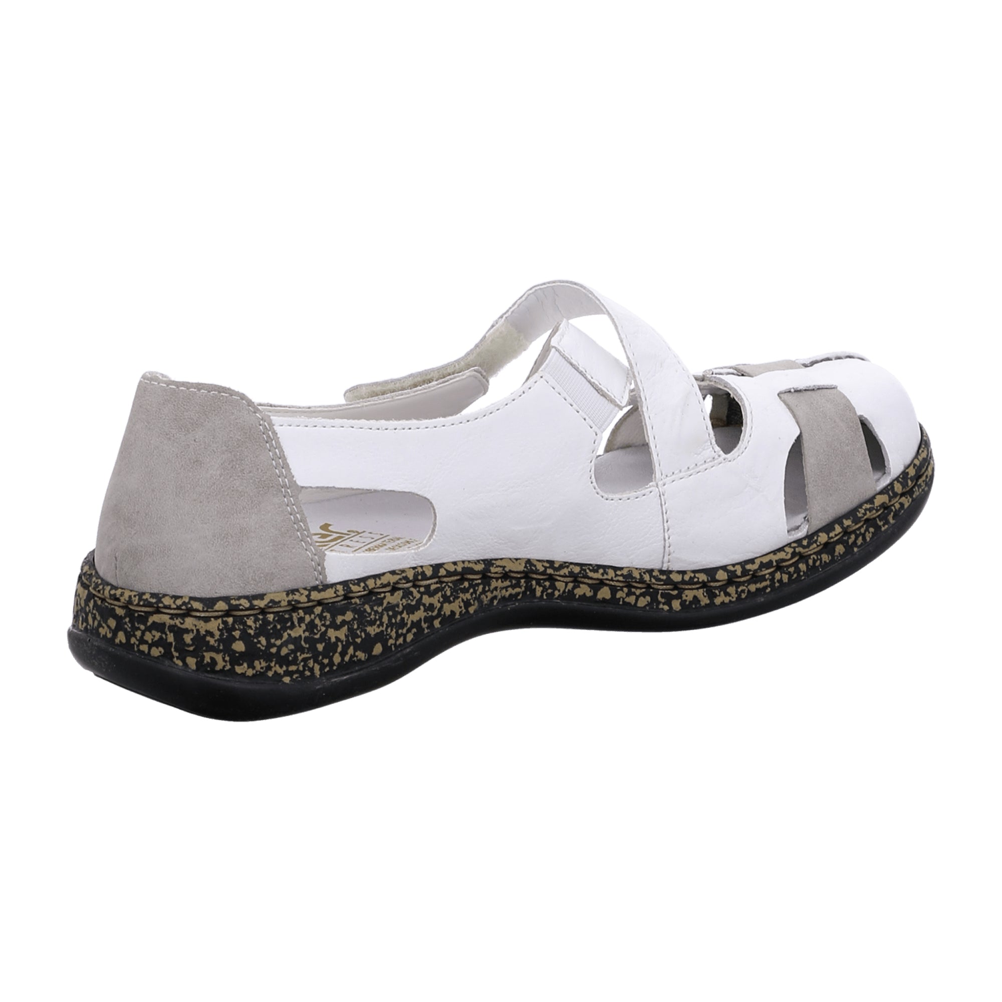 Rieker Women's White Slip-On Shoes with Velcro Strap and Cushioned Sole