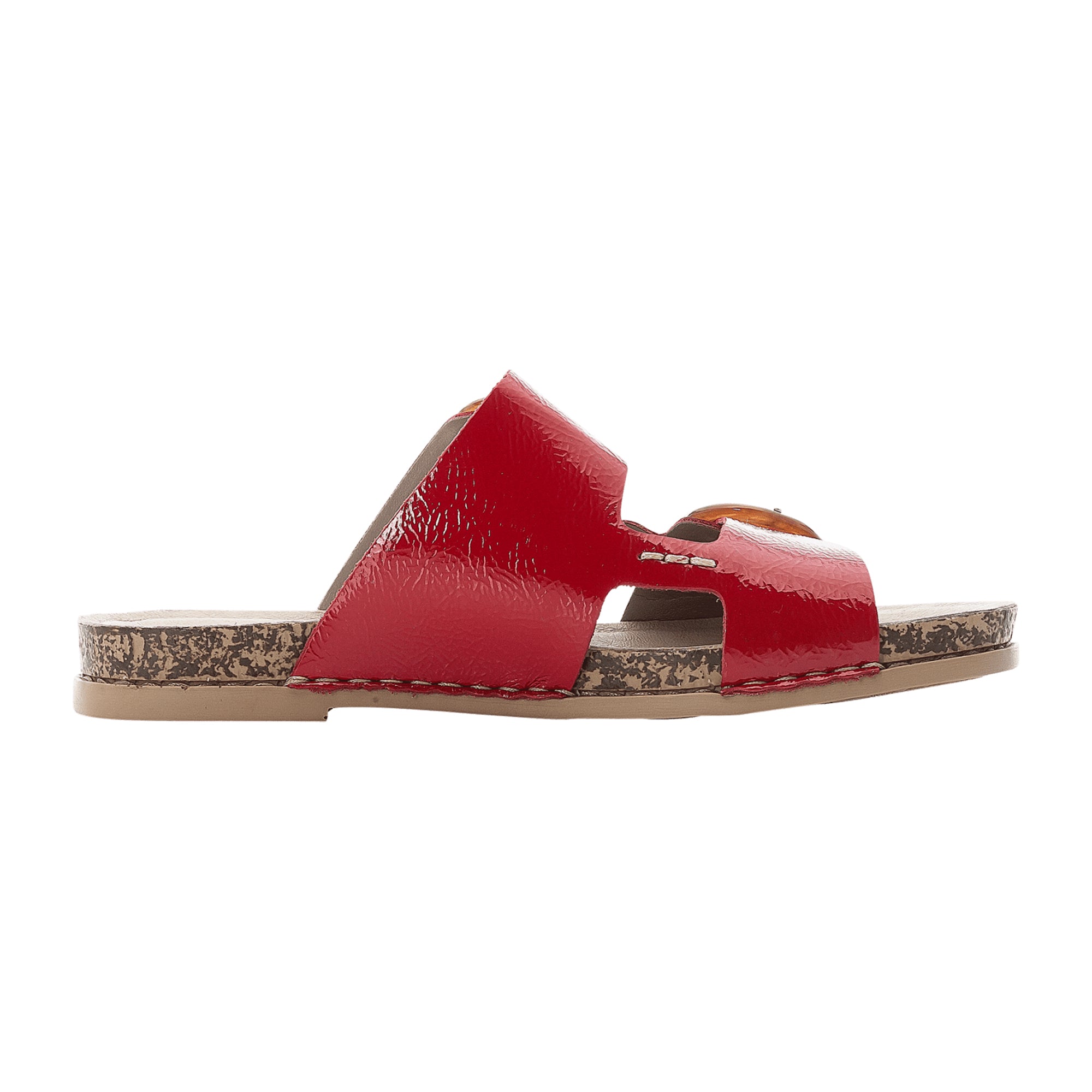 Rieker Women's Red Slip-On Sandals with 30mm Heel and Adjustable Straps