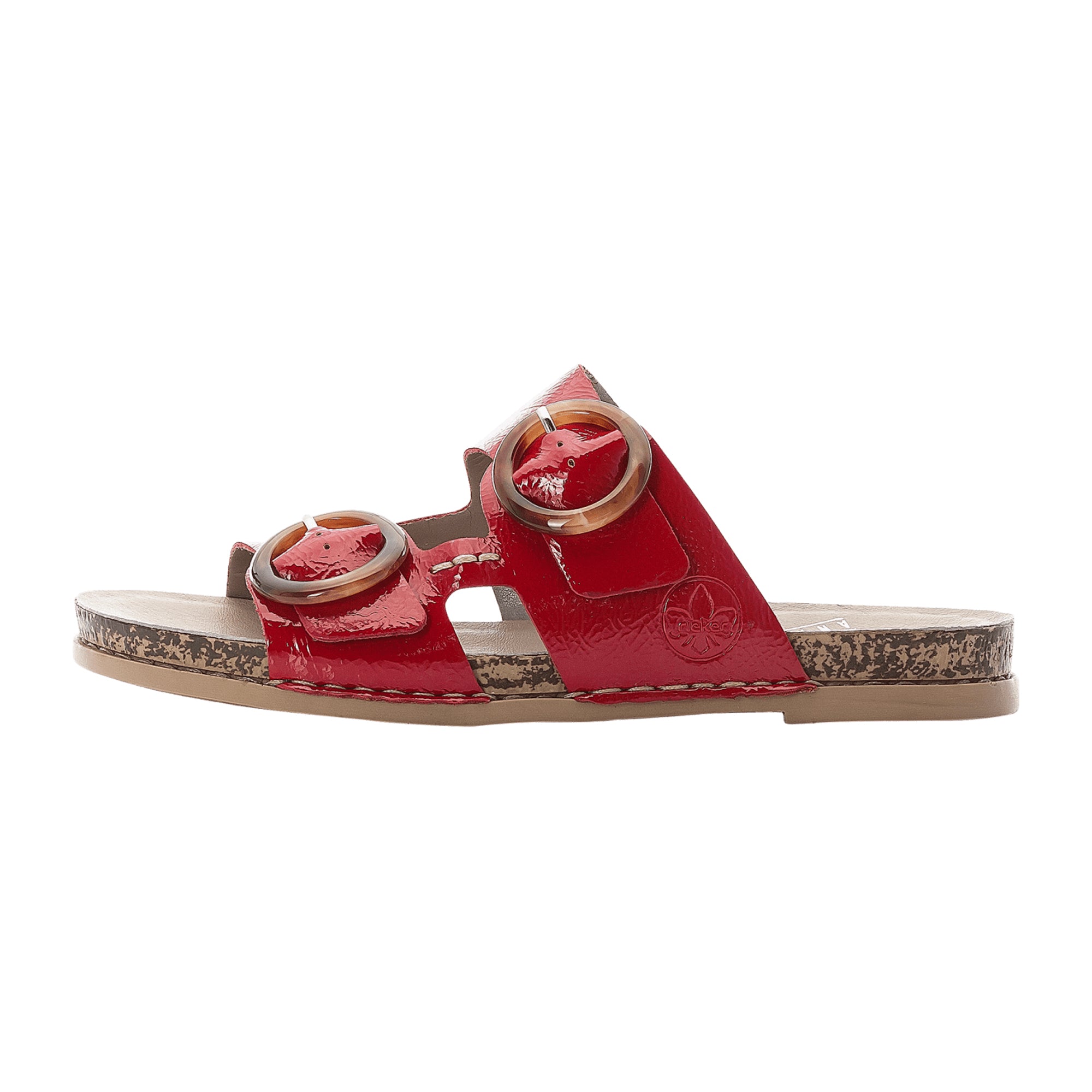 Rieker Women's Red Slip-On Sandals with 30mm Heel and Adjustable Straps
