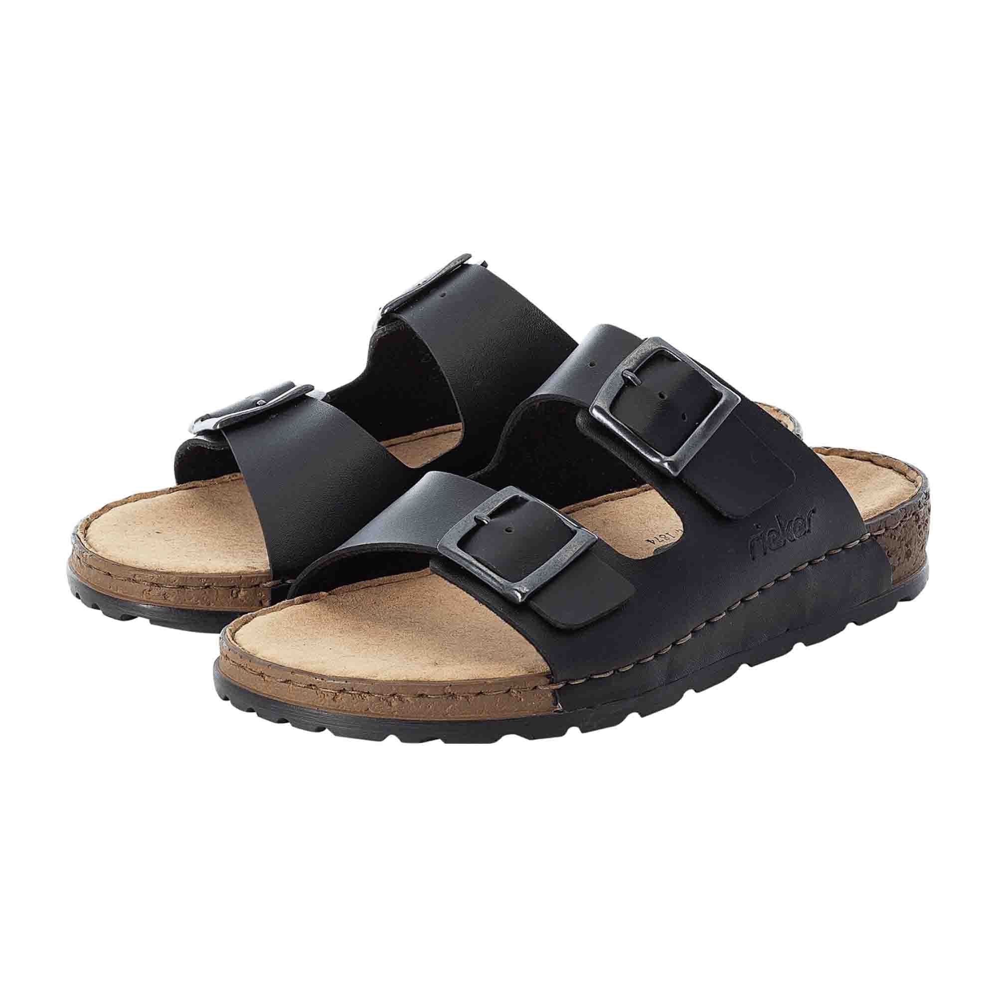 Rieker Black Bio Sandals for Men with Adjustable Straps Comfortable Footwear