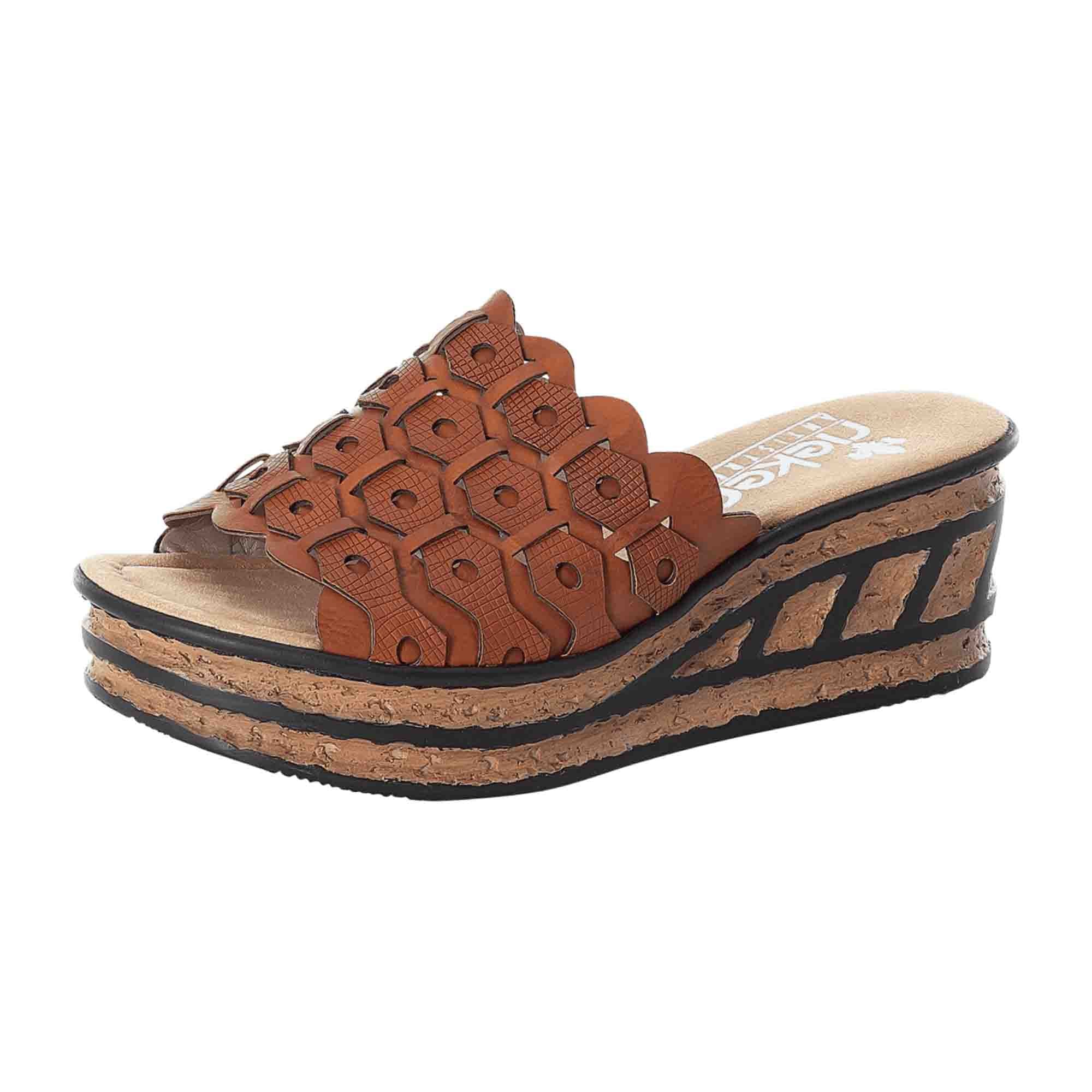 Rieker NV Women's Brown Wedge Heel Shoes Synthetic Leather Spring/Summer