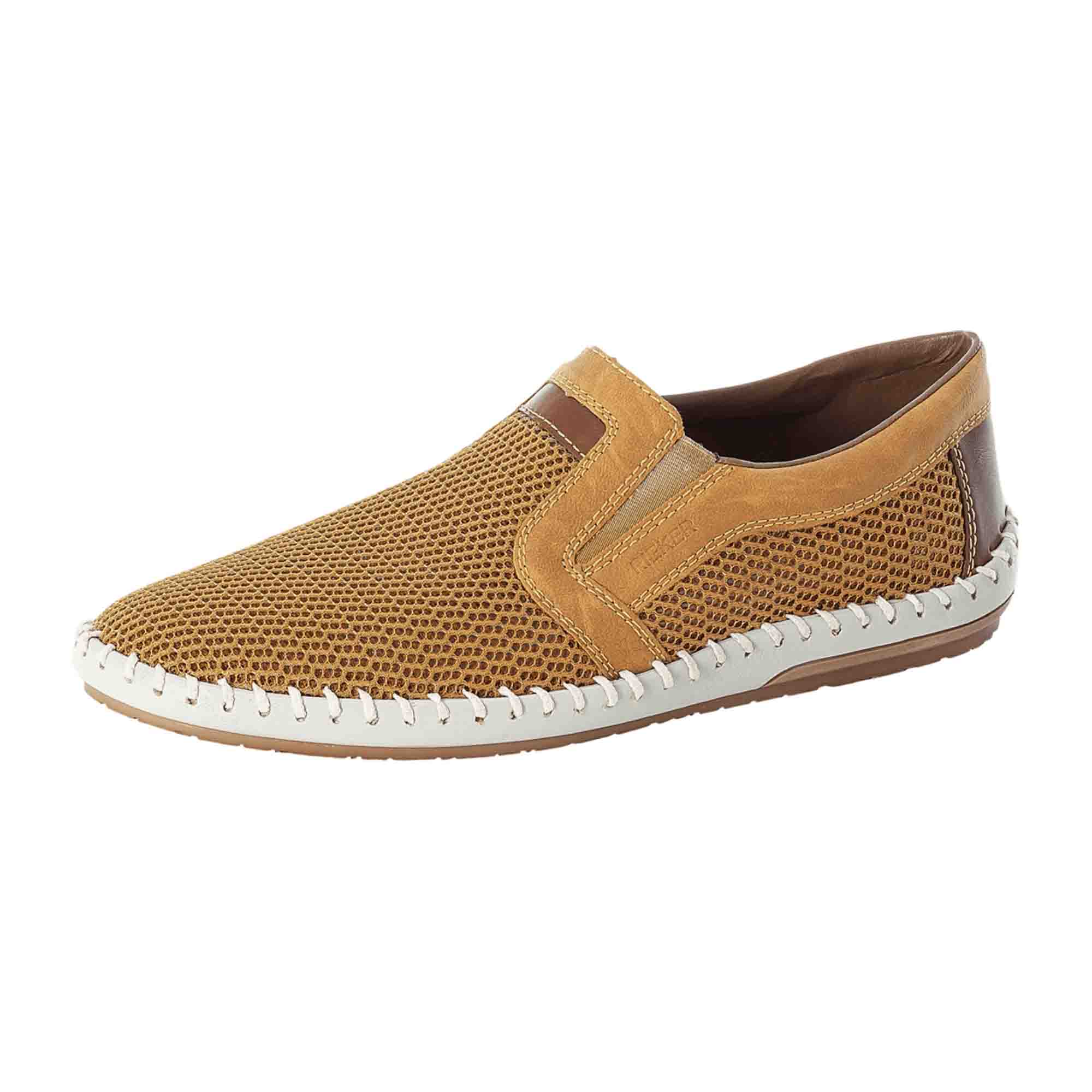 Rieker Comfortable Men's Slip-On Shoes Yellow Textile Synthetic Sole