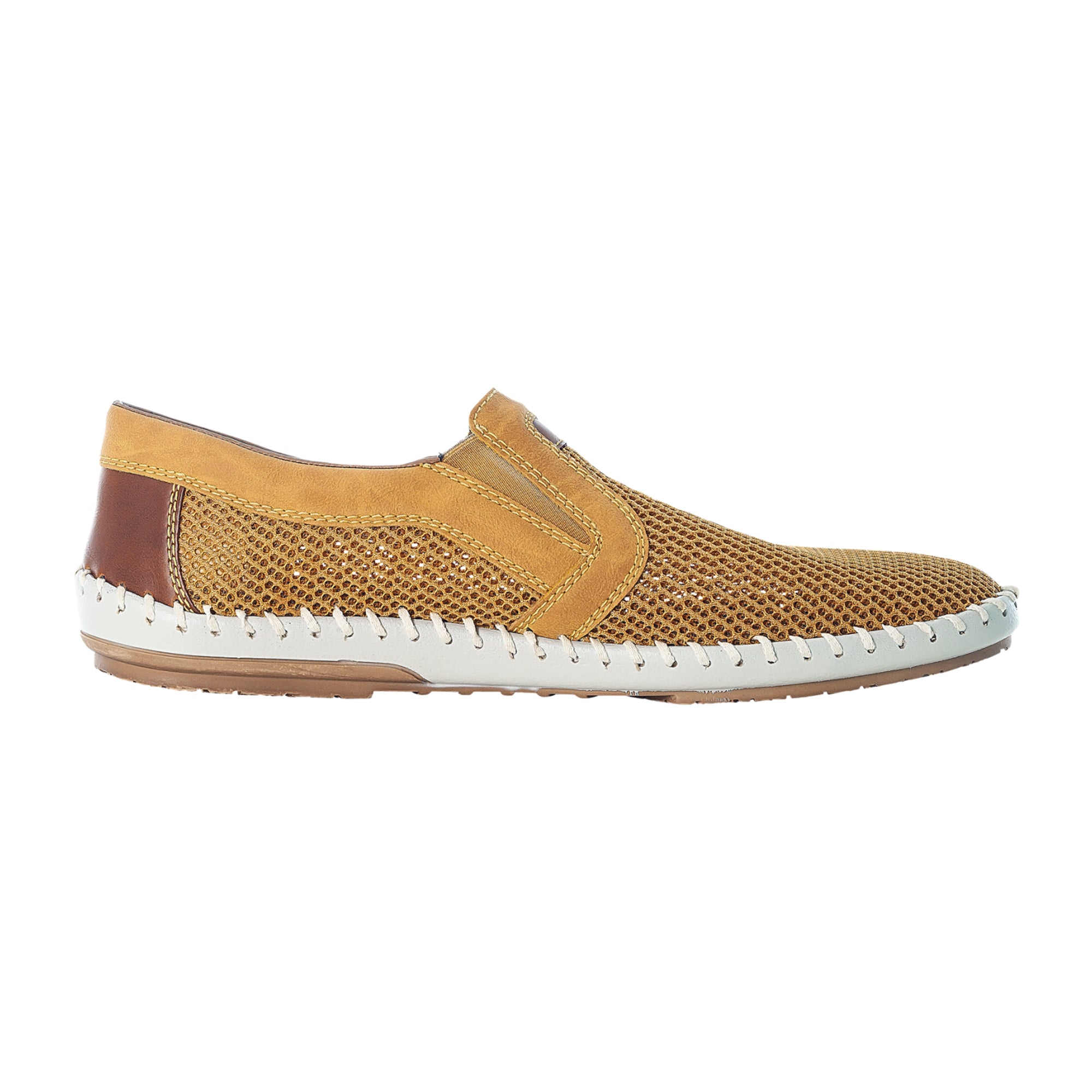 Rieker Comfortable Men's Slip-On Shoes Yellow Textile Synthetic Sole