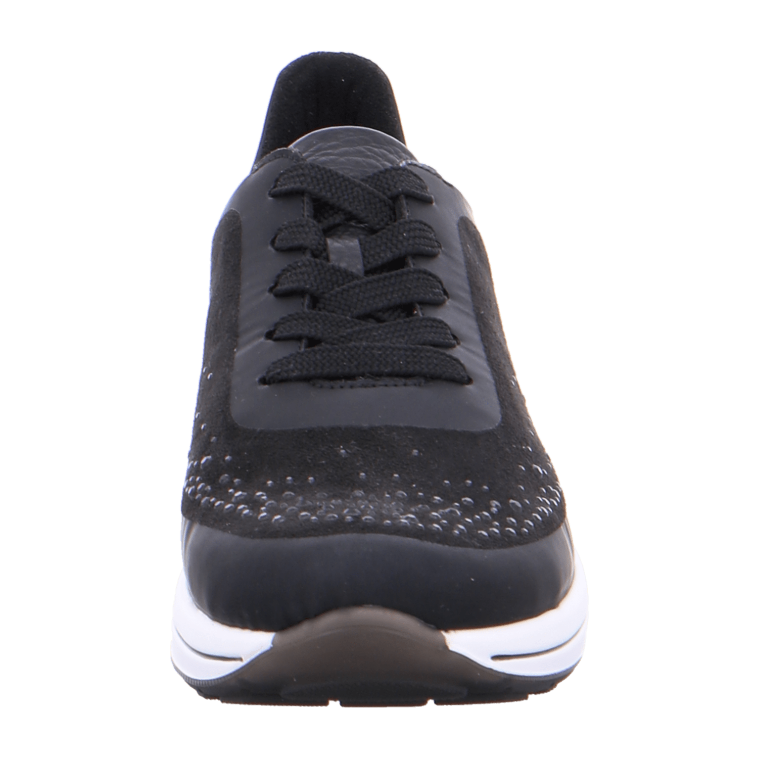 ARA NARA Women's Smooth Leather Sneakers with Lace-Up Closure and Cold-Weather Lining in Black