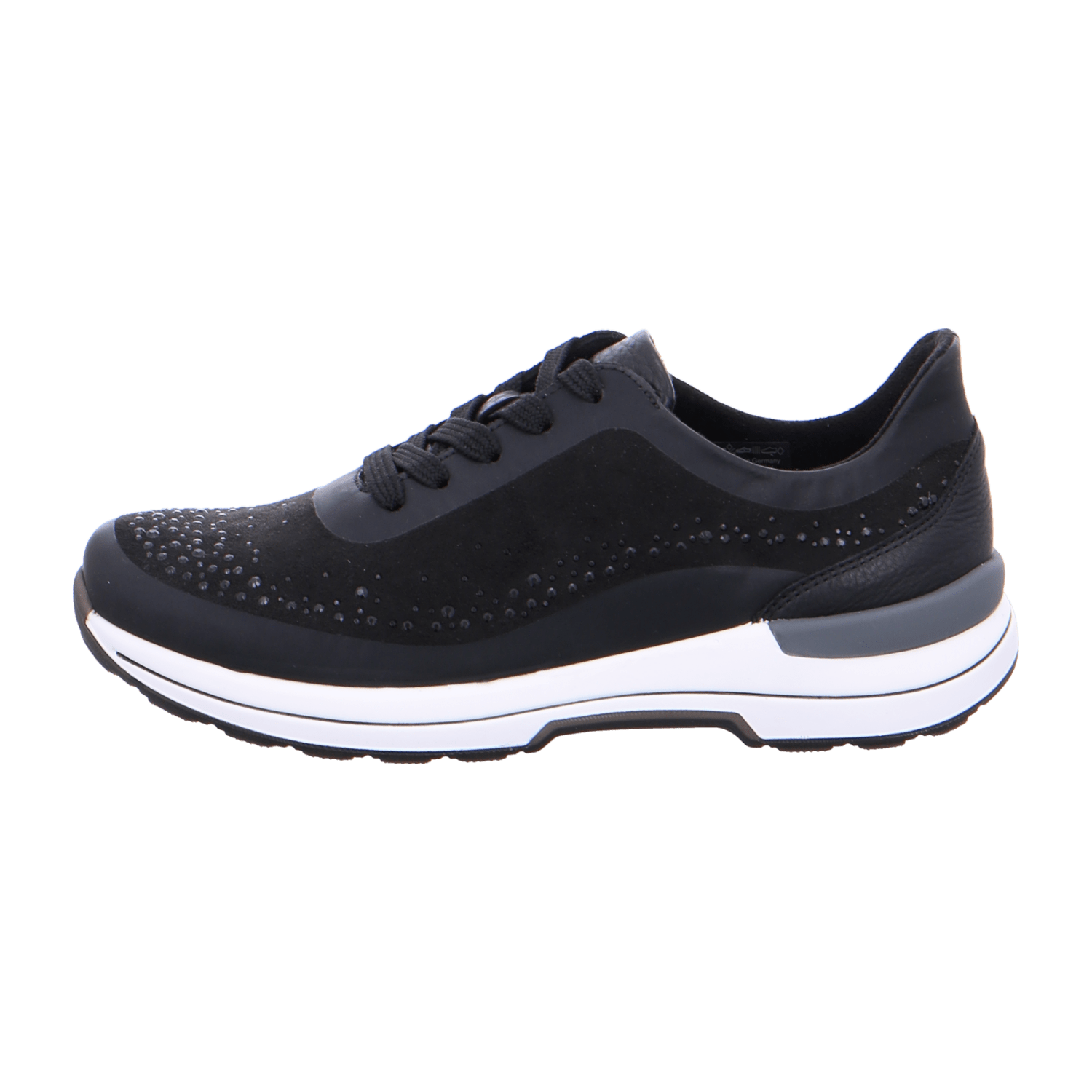 ARA NARA Women's Smooth Leather Sneakers with Lace-Up Closure and Cold-Weather Lining in Black