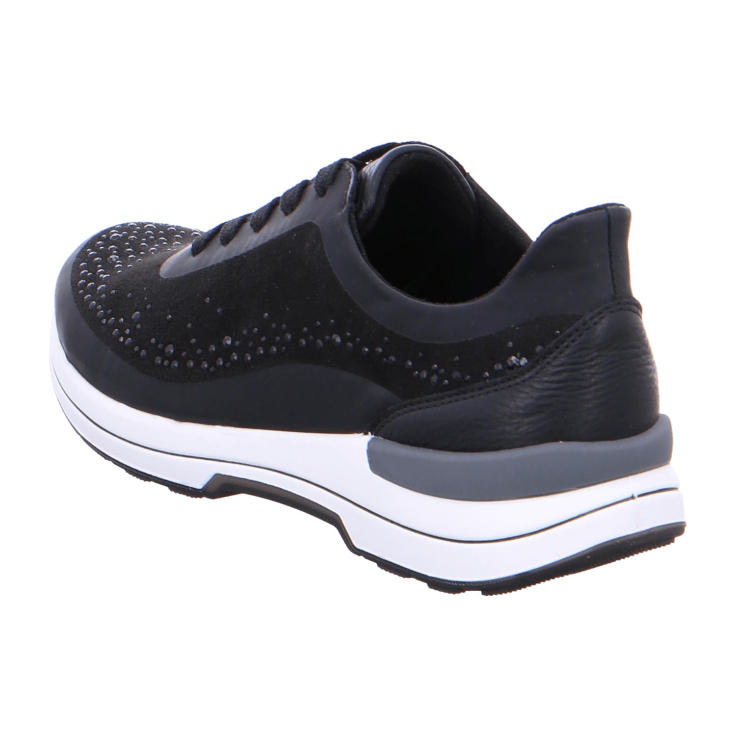 ARA NARA Women's Smooth Leather Sneakers with Lace-Up Closure and Cold-Weather Lining in Black