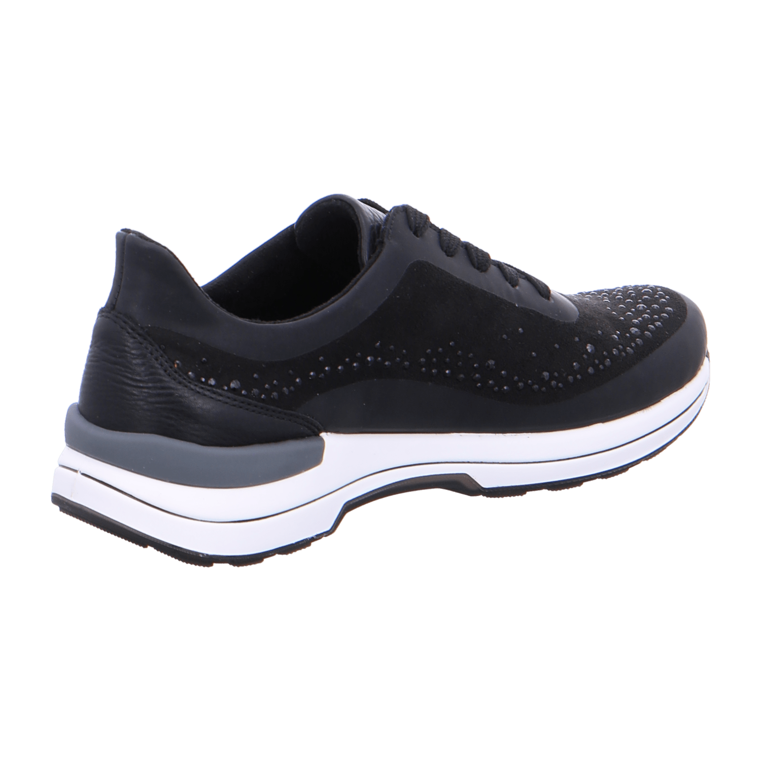 ARA NARA Women's Smooth Leather Sneakers with Lace-Up Closure and Cold-Weather Lining in Black