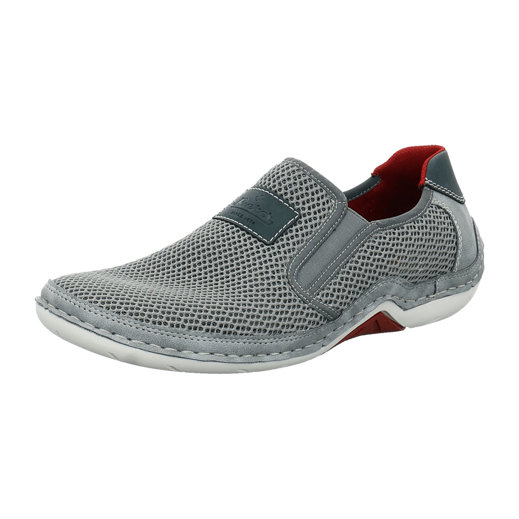 Rieker Slip-On Shoes Gray Comfortable Textile Upper Removable Insole Normal Fit