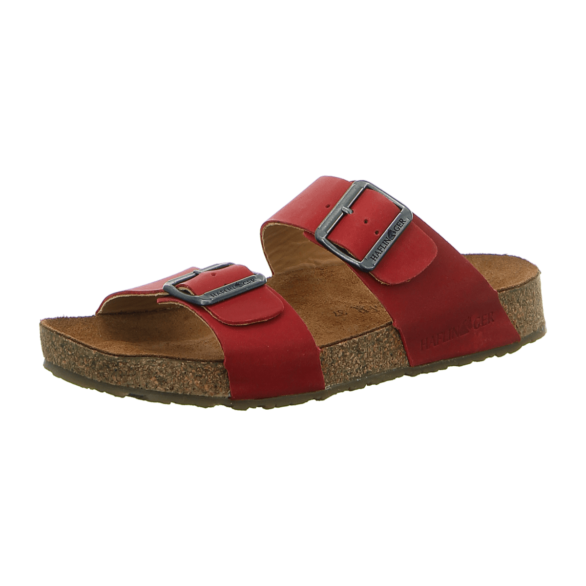 Haflinger Bio Andrea Women's Leather Sandals Red Madras Cork Footbed